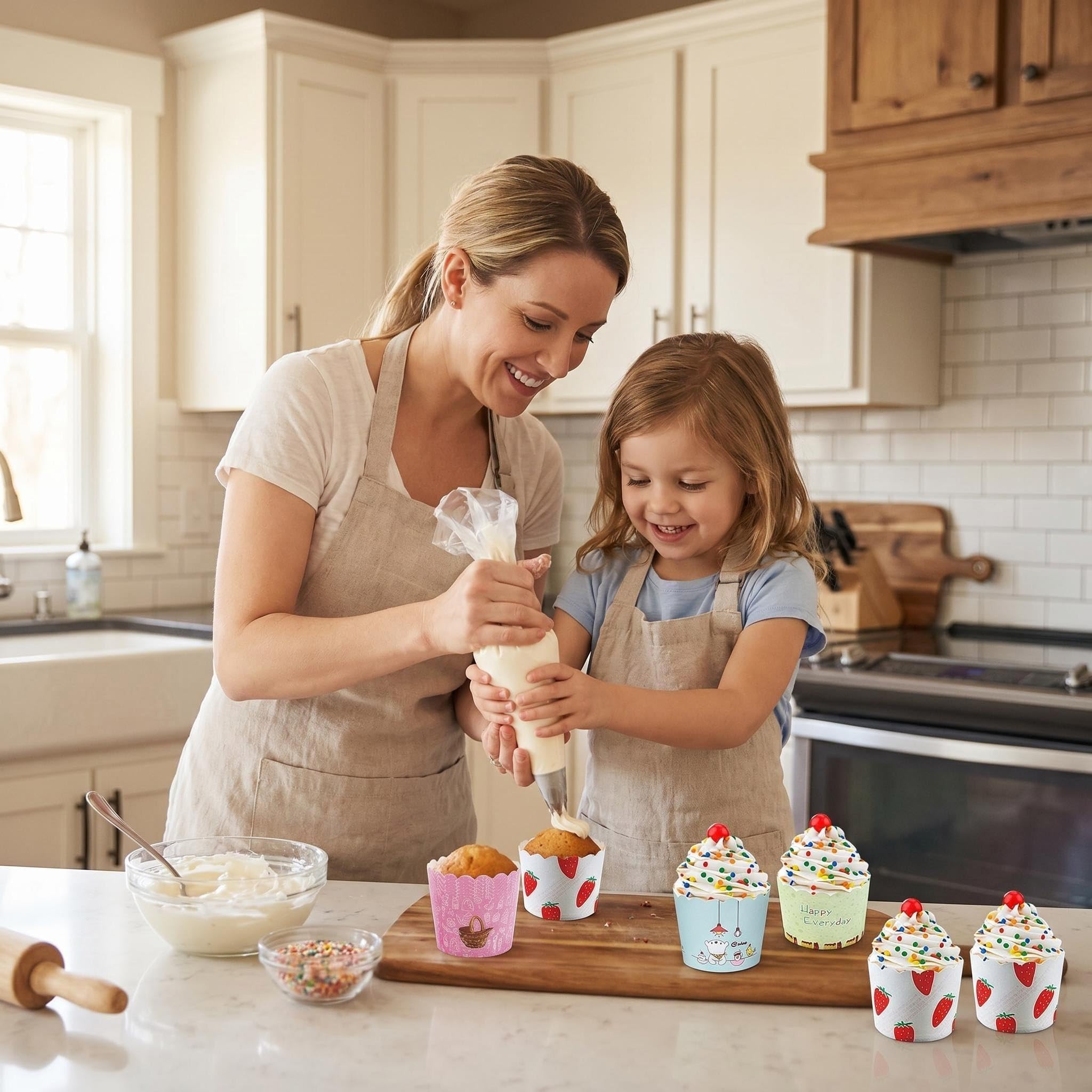 CANDeal 500 Piezas Cupcake de Papel Molde de Muffin de Postre Casos de Papel Muffin Envoltura de la Magdalena Papel Cupcake a Prueba de Grasa Liner Muffin Pan Papel de Cupcakes