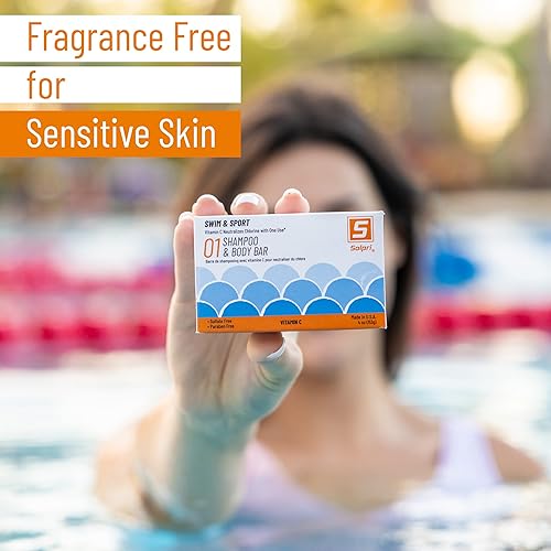 Miniatura 4 de Barra de jabón de champú de natación para cabello y cuerpo sin perfume con vitamina C para eliminar el cloro, 4 onzas