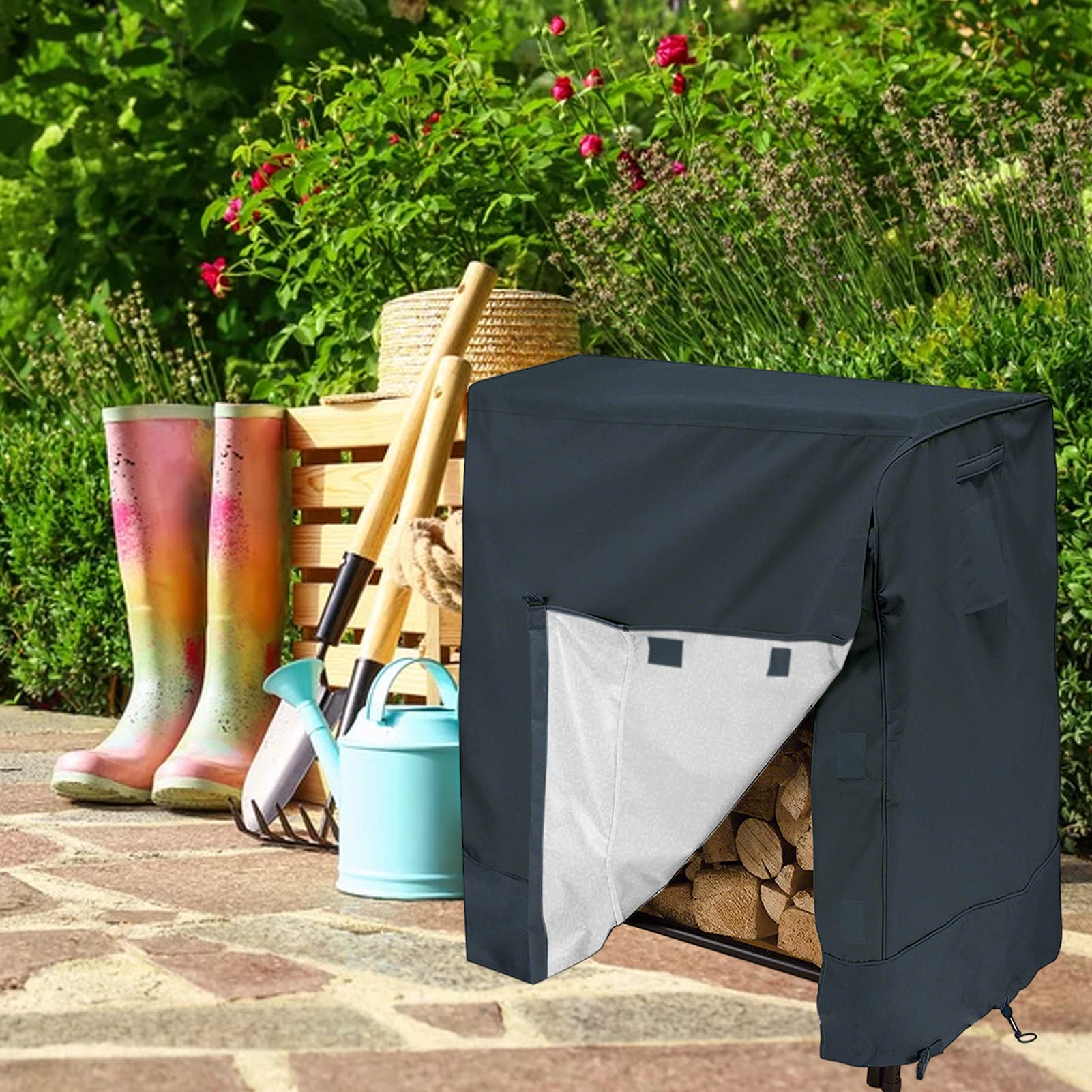 Range bûches extérieur,abri bois de chauffage couverture imperméable