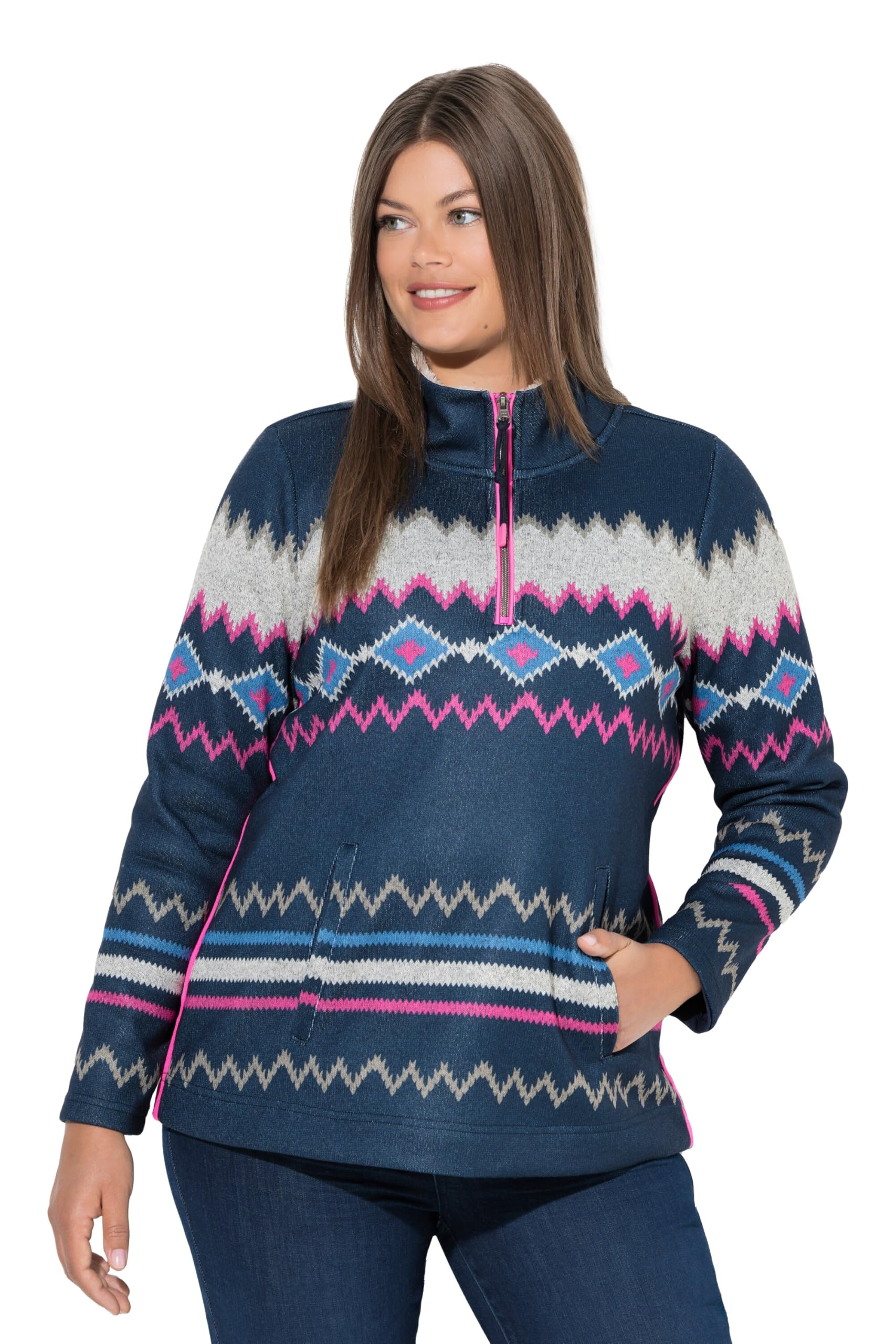 Laurasøn Norweger-Strick Fleece Pullover, Troyerkragen, 842467