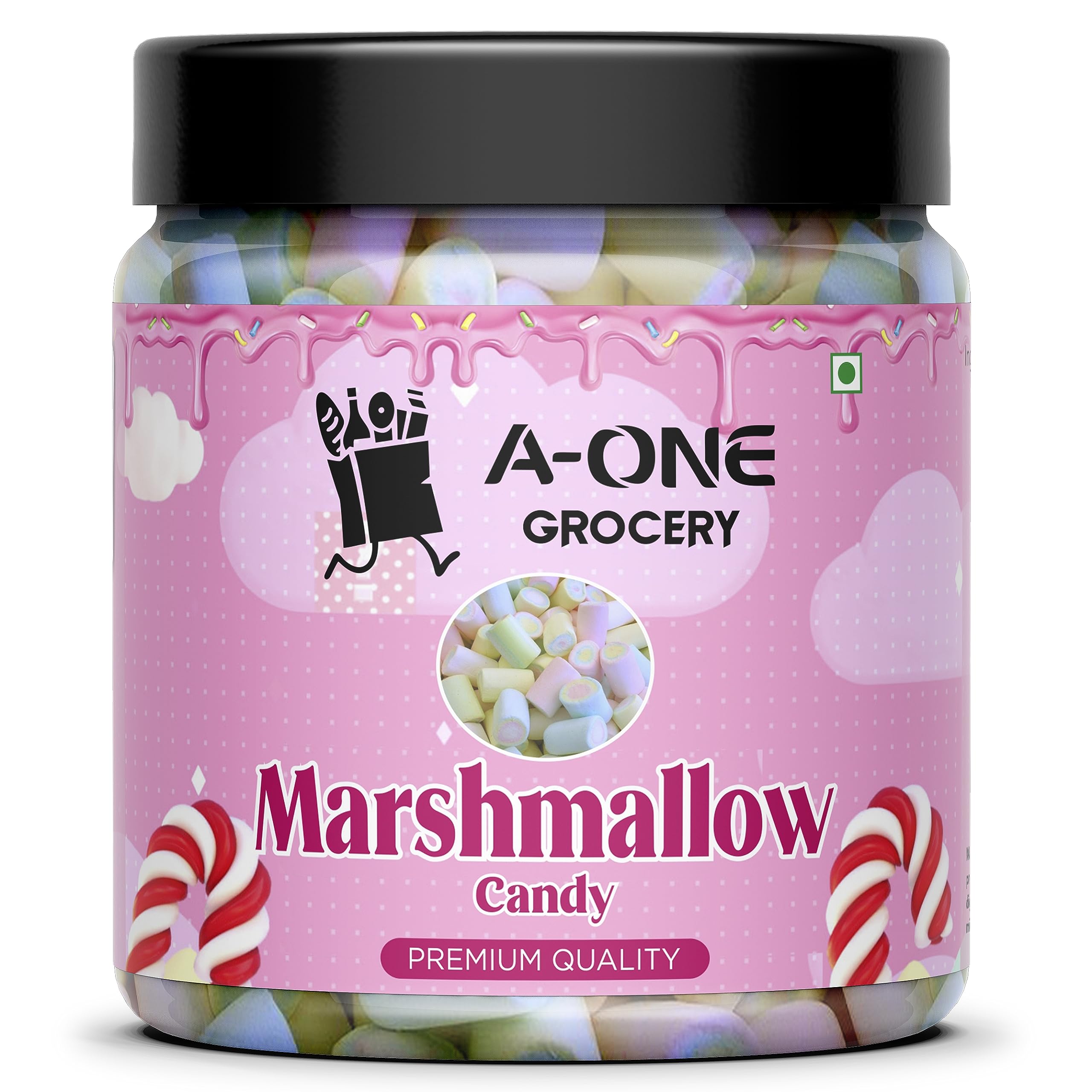 A-ONE GROCERY Marshmallows 100% Vegan - Assorted Fruit Flavours 250 g Jar Pack