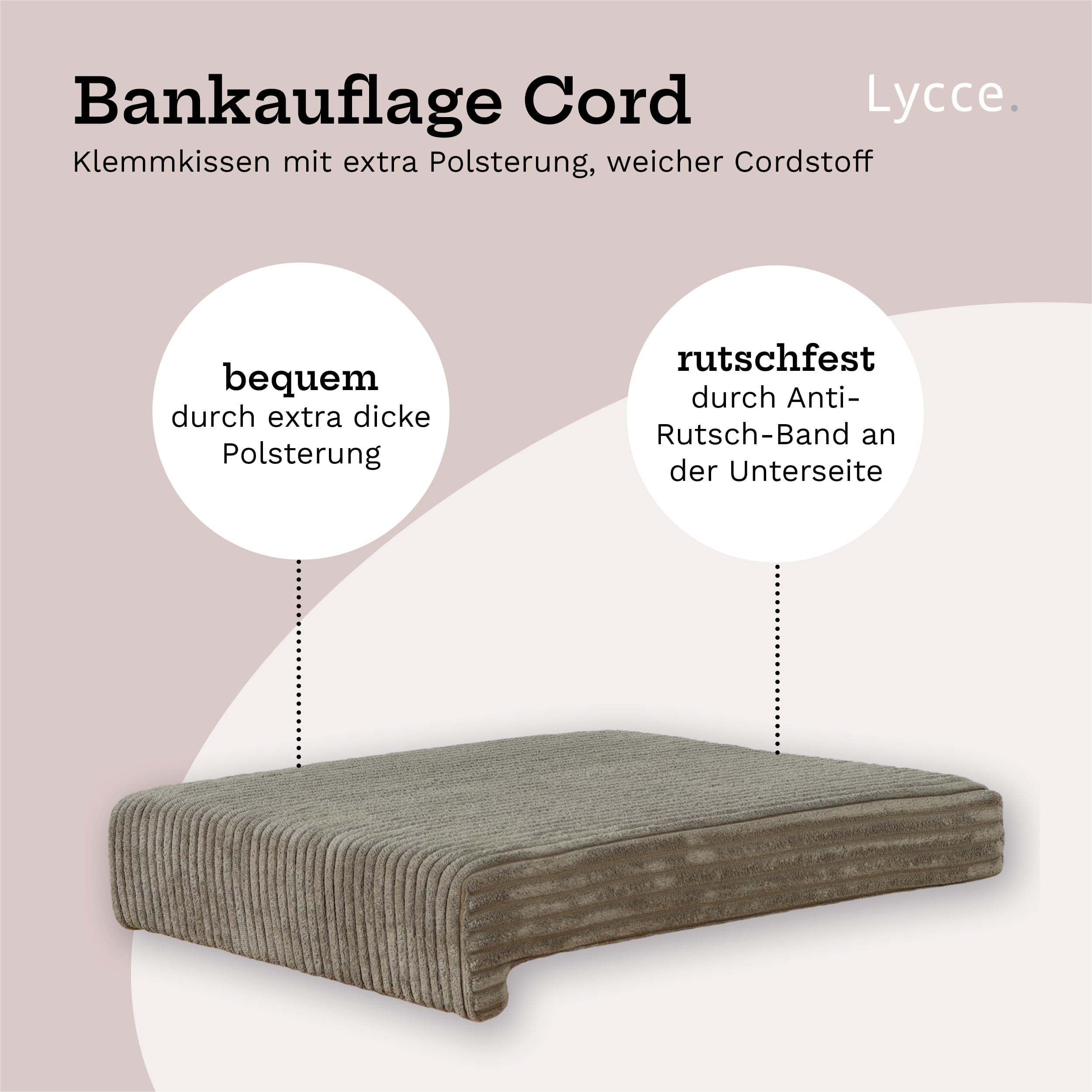 Lycce Bankkussen, Klemkussen, 1 Lijst, Corduroy, Extra Vulling Bankdiepte Vanaf 35 Cm Mosterd 3110266325