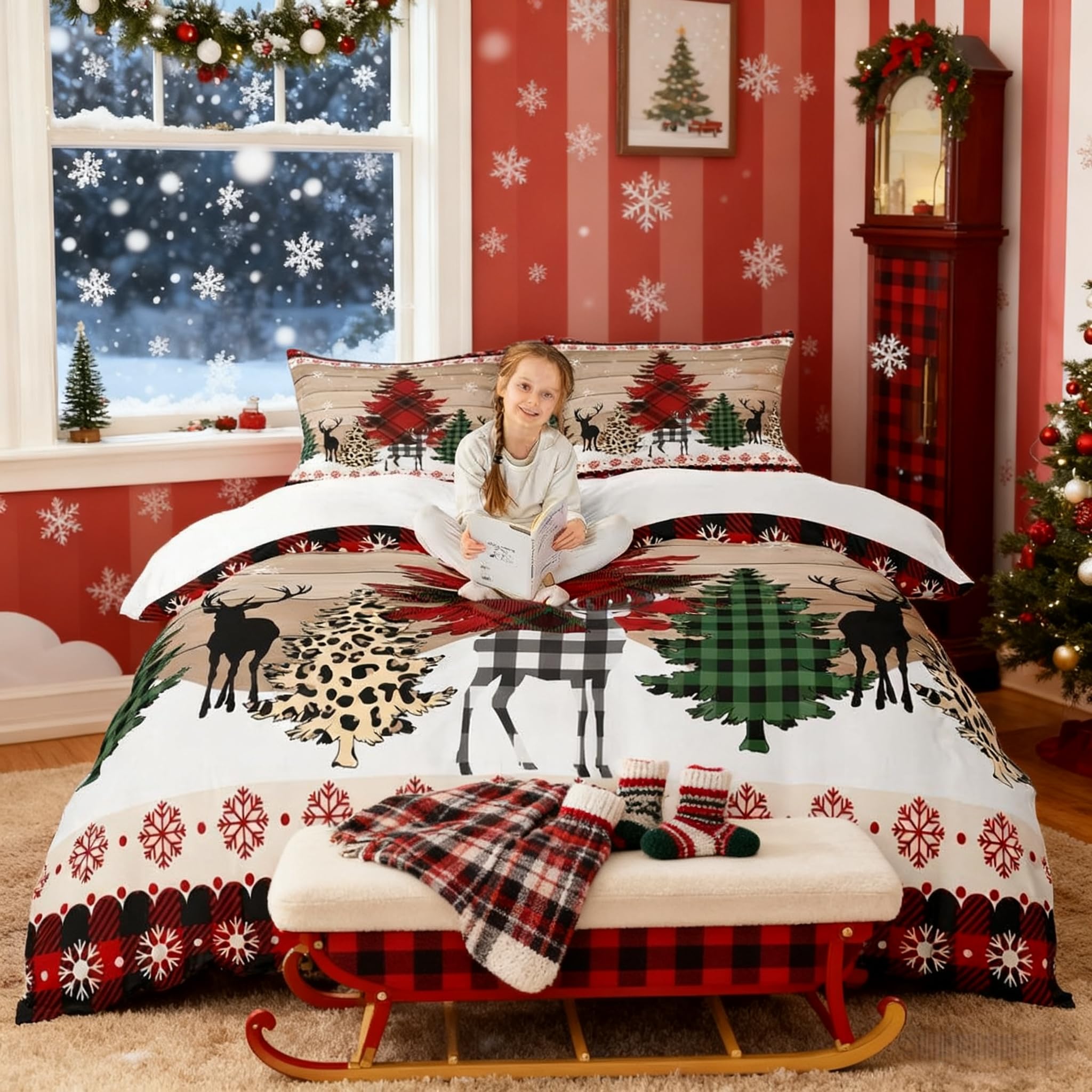 Housse de couette de Noël rustique pour créer une cabane hivernale dans la chambre enfant