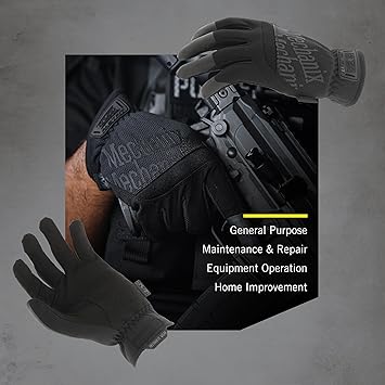 Mechanix Wear FastFit Tactical Gloves - Heavy Duty Lightweight Multipurpose Gloves - Flexible Grip & Reinforced Palm - Touchscreen Capable - Small - Covert Black