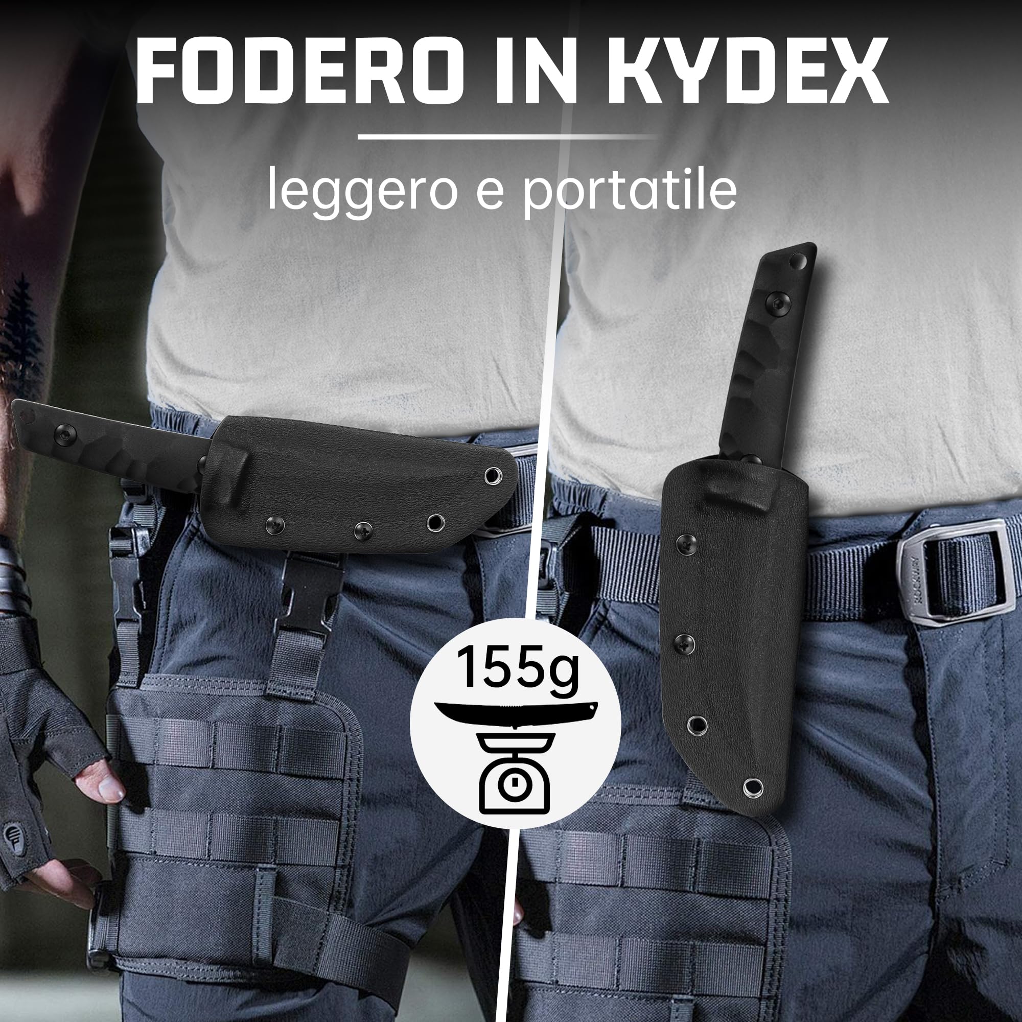 Plys Coltello da Caccia A Lama Fissa per Esterni, Lunghezza 10,3 cm, In Acciaio Inossidabile, Impugnatura in G10, Coltello da Sopravvivenza Nella Giungla, Campeggio, Escursionismo, Immersioni