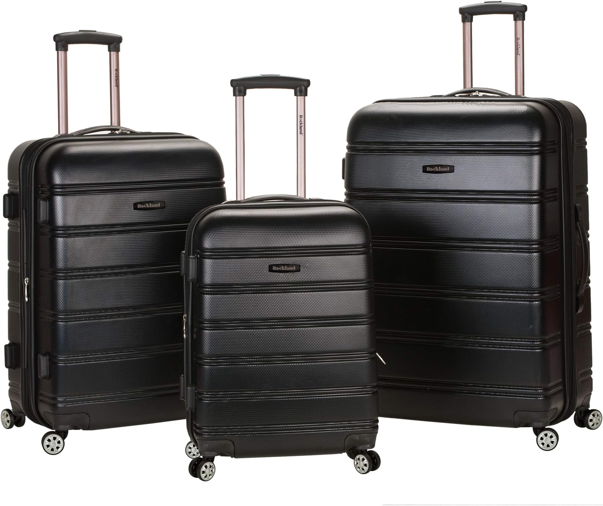 Melbourne Hardside 3 Piece Expandable Spinner Wheel Luggage Set, (20"/24"/28"), Black