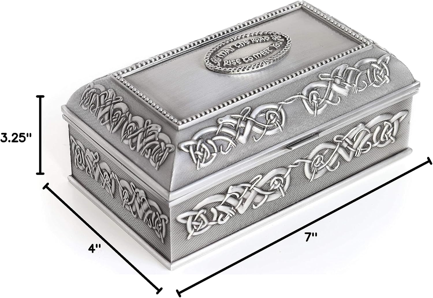 Biddy Murphy Irish Gifts Celtic Pewter Jewelry Box, May the Road Rise Medallion, Velvet Lined, Imported - Image 10