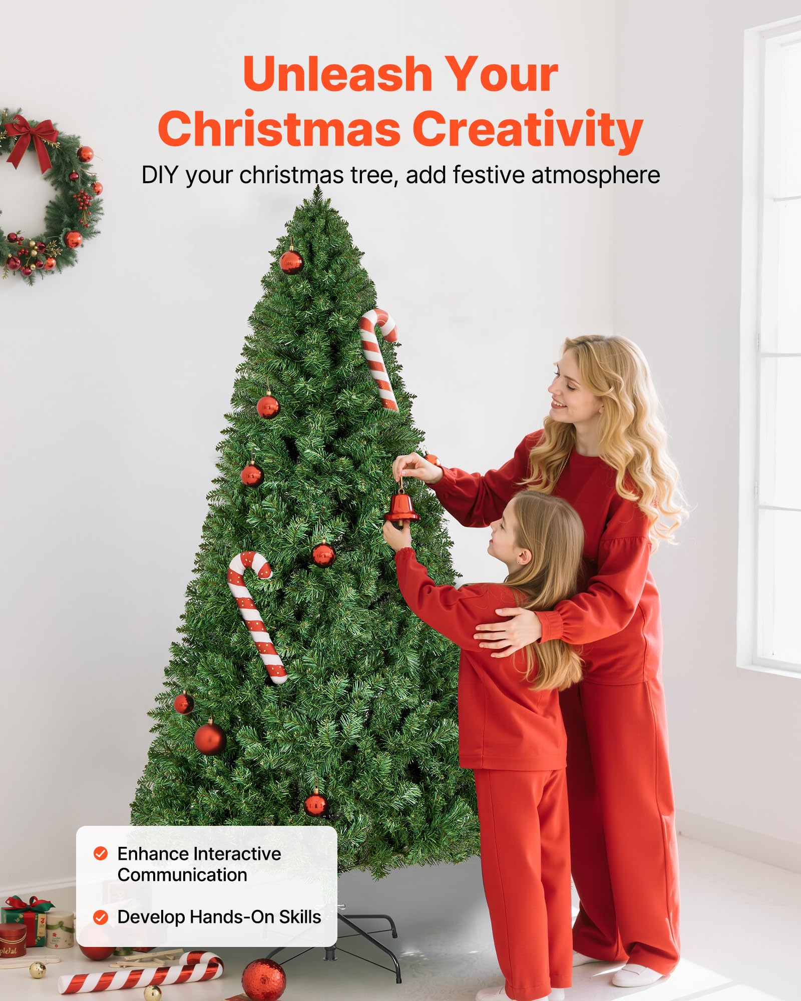 VEVOR Sapin de Noël Artificiel 180 cm, Arbre Artificiel de Noël Décoration Intérieur avec 1250 Branches PVC, Base en Métal, Arbre Décoratif pour Salon, Chambre, Centre Commercial, Parc, Bureau, Vert