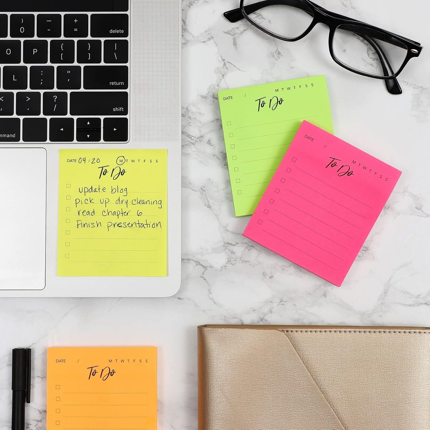 6 Pack Small to Do List Sticky Notes, Daily Planning Notepad for Memos, 6 Neon Colors (3 x 3.5 in)