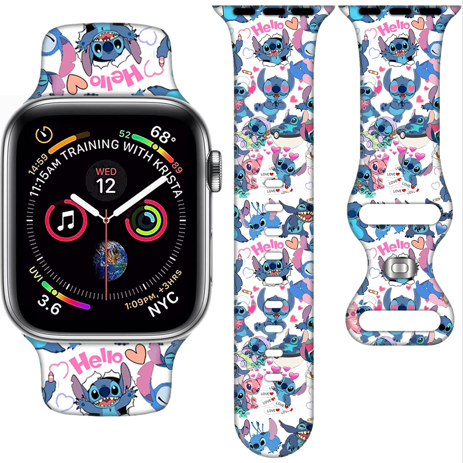 AXCOFYER7Cartoon Band Compatible with Apple Watch 38mm/40mm/41mm/42mm/44mm/45mm/46mm, Cute Bands Replacement for Apple Watch Series 10 9 8 7 6 5 4 3 SE2, Silicone iWatch Band for Women Men