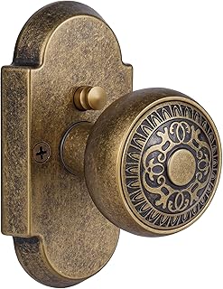 Antique Brass Door Knobs Privacy Door Knobs Interior with Push-Button, V...