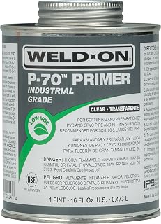 Weld-On 10224 P-70 Industrial Grade PVC/CPVC Non-Bodied Primer - Fast Acting and Low-VOC, Clear, 1 Pint (16 fl oz)