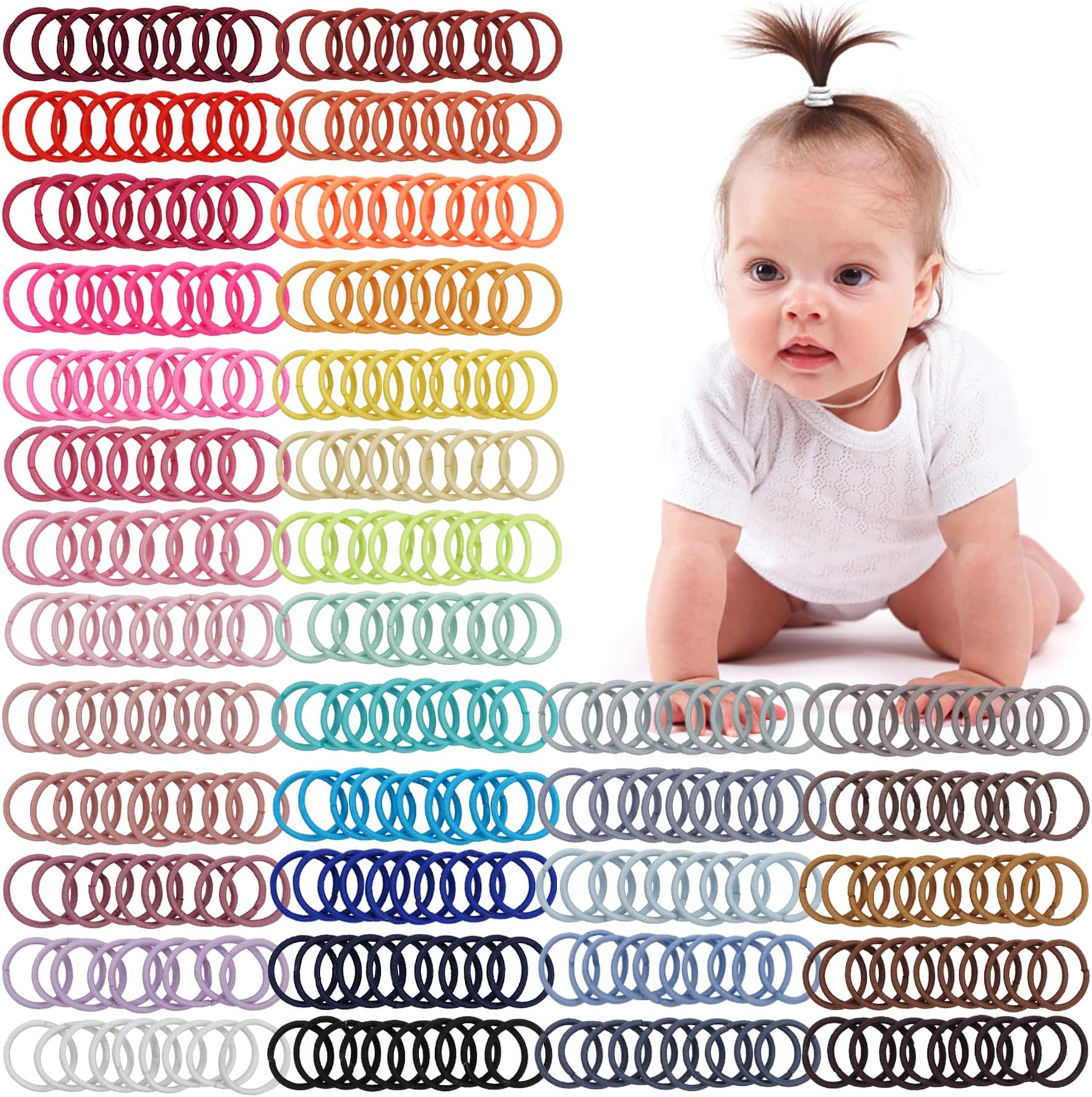 JOYOYO 360 Pcs Baby Hair Ties Multicolor Hair Ties for Toddler Girls Small Size Hair Bobbles 2 cm, Elastic Hair Bands Hair Accessories for Baby Girls