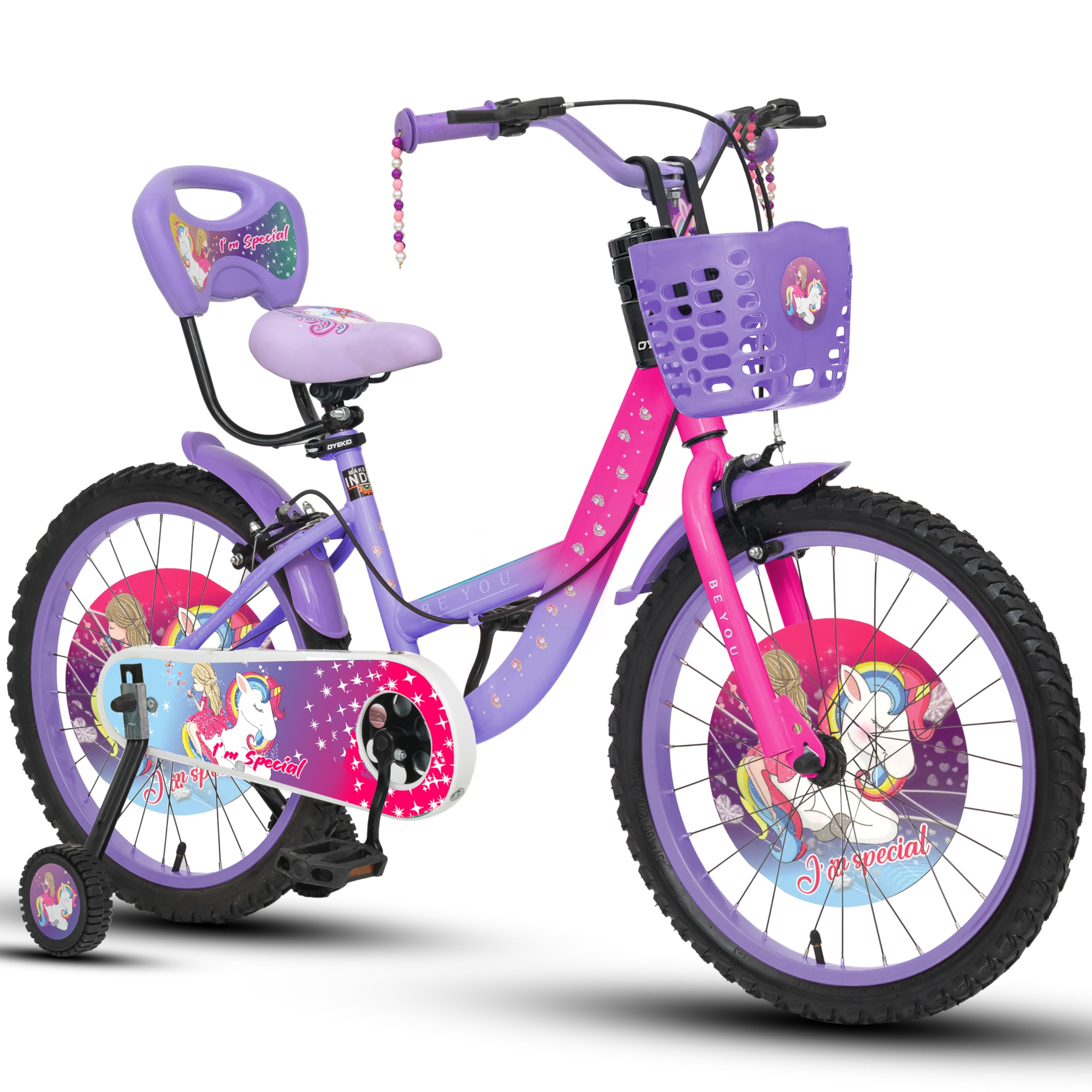 OYEKID Be-You 20T Premium Kids Cycle with Stylish Grip Pearls - Purple/Pink-image-11