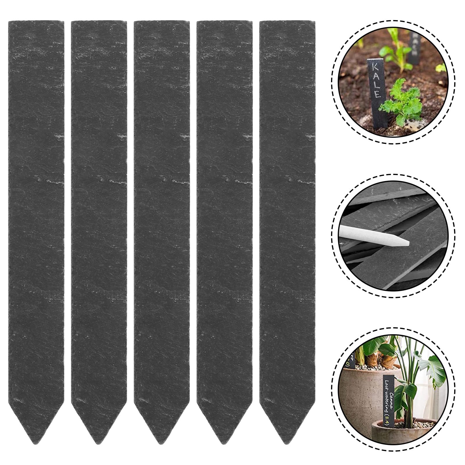 30 Stück 15x2CM kräuterschilder Schiefer, Pflanzenschilder zum Beschriften, Kräuterstecker Pflanzenstecker Blumenstecker, Garten Schiefertafel Schilder Gartenschilder für Draußen Wetterfest
