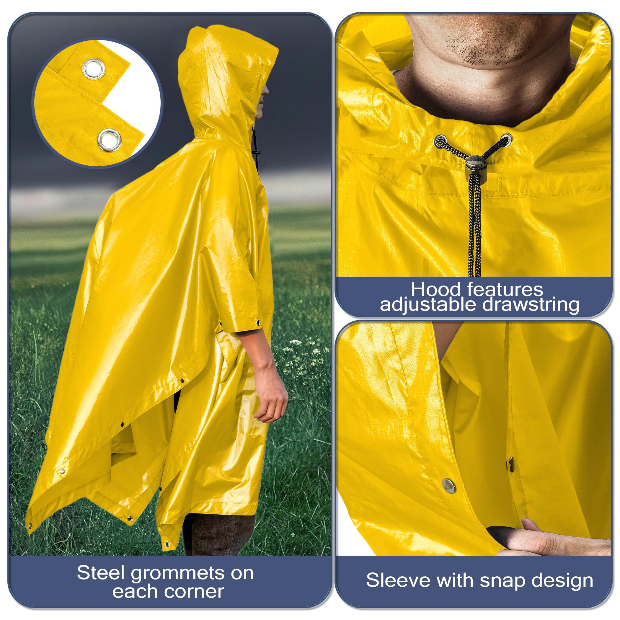 Poncho Impermeabile Uomo Pioggia Poncho Antipioggia 3-in-1 Multifunzionale Riutilizzabile per Trekking Caccia Pesca Escursione Coperta da Picnic Campeggio