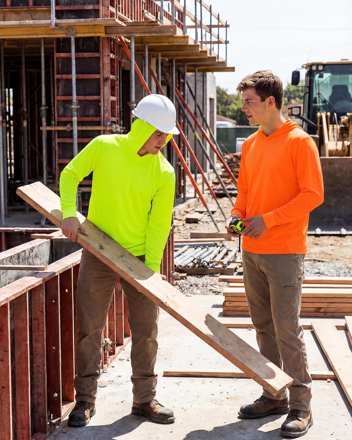 JaGely 6 Pcs Adult Long Sleeve T-shirt Bulk Men's High Visibility Hi Vis Safety Long Sleeve Workout T-shirt with Hood - Image 6