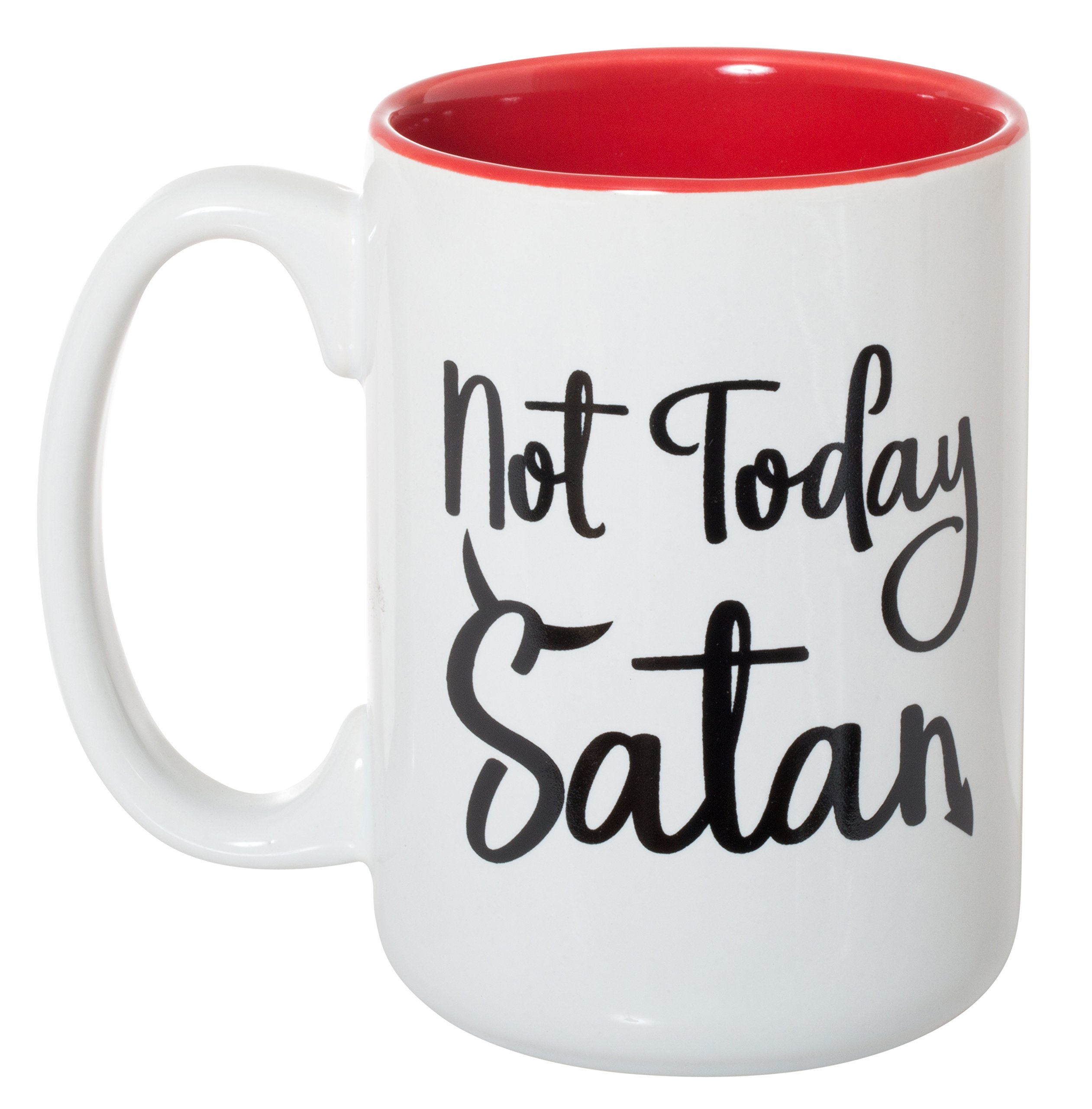 Artisan OwlArtisan Owl Not Today Satan - 15 oz Mug Deluxe Double-Sided Coffee Tea Mug (Red Inlay)