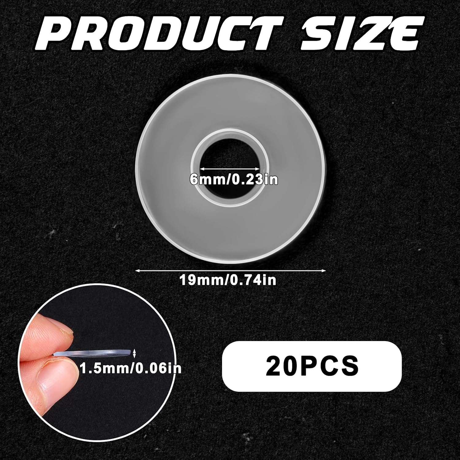 20 Pcs 3/4 Inch Clear Plastic Washers for Shower Door Handle Clear Vinyl Replacement Washer Flat Nylon Washer Gasket for Glass Shower Door Handle Towel Bars Standoff Cap Assemblies