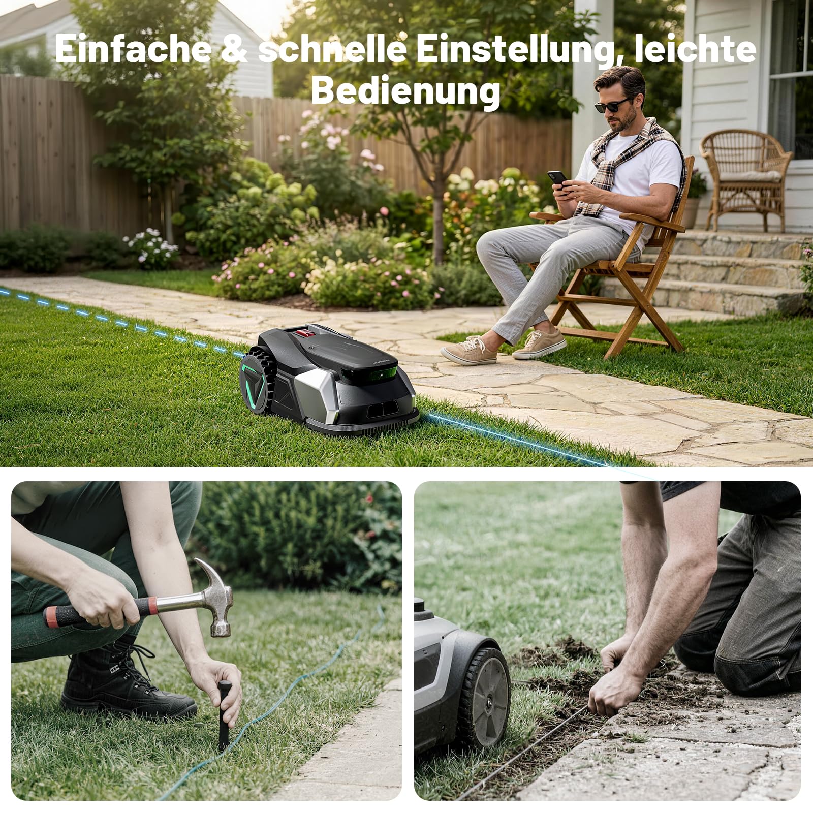 500 Mähroboter bis 500 m² – Intelligenter Rasenmäher mit VSLAM Kamera-Navigation, App-Steuerung (WLAN/Bluetooth), 42% Steigung, Kantenmodus & 59 dB Leise