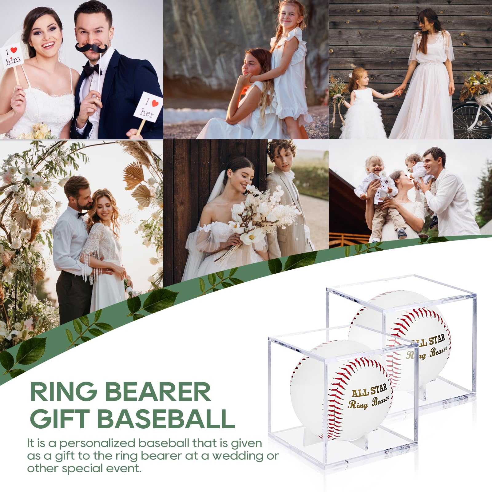 WANGDEFA Ring Bearer Baseball with Display Case - All Star Wedding Gift - Will You Be My Ring Bearer?