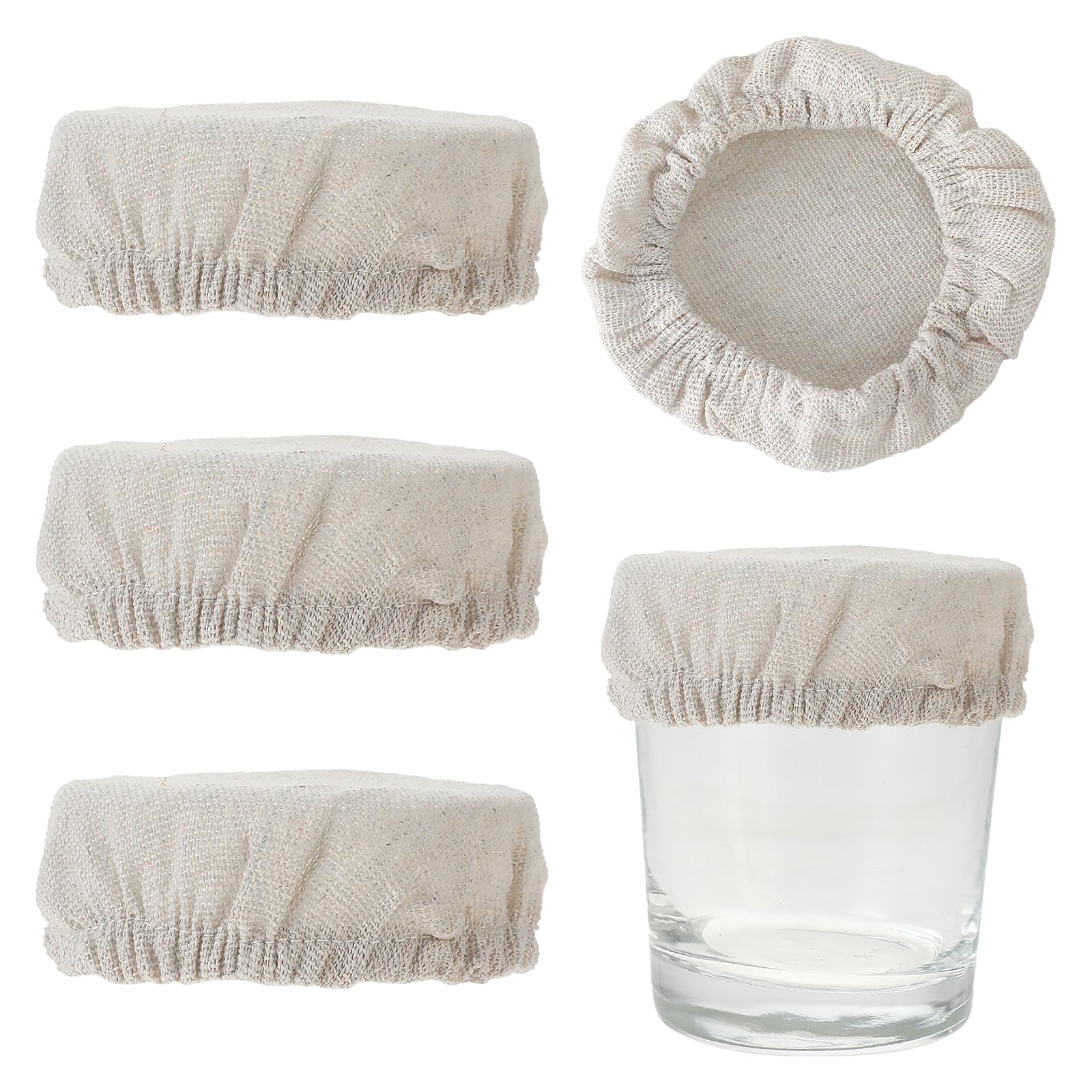 Thinp 5 Pack Sourdough Jar Cover,Sourdough Cover Mason Jar Covers Sourdough Cover Fabric Jar Covers for Sourdough Unbleached Reusable Cloth Covers for Sourdough Starter Jars,Fit Jars Mouth From 3-4"