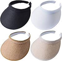 MULIMU 4-Pack Women's Wide Brim Sun Visor Hats UPF 50+ UV Protection Golf Beach Ponytail Clip Visors