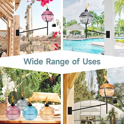 Miniatura 5 de FALBAWR 3 linternas de citronela montadas en la pared para exteriores, linternas de jardín de 16 onzas, decoración de jardín al aire libre, antorcha