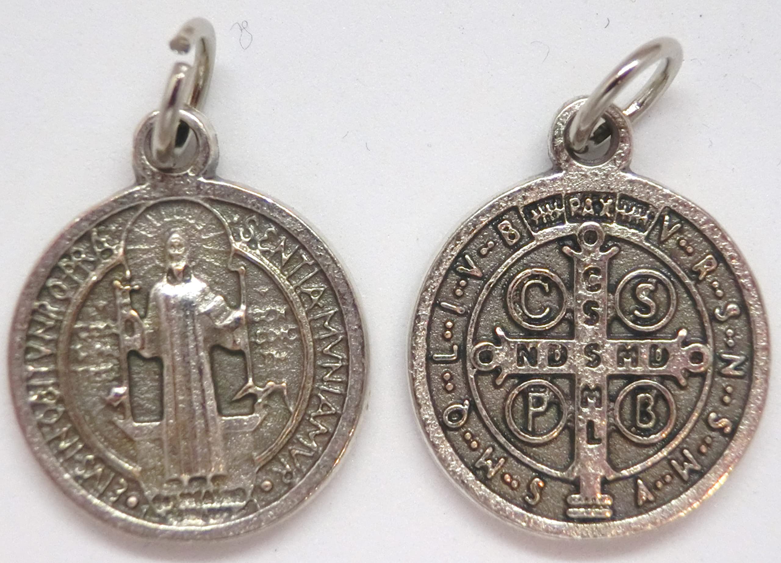 Medaglia Di San Benedetto In Argento 32 Mm Con Anello - Esorcista - Foto 2