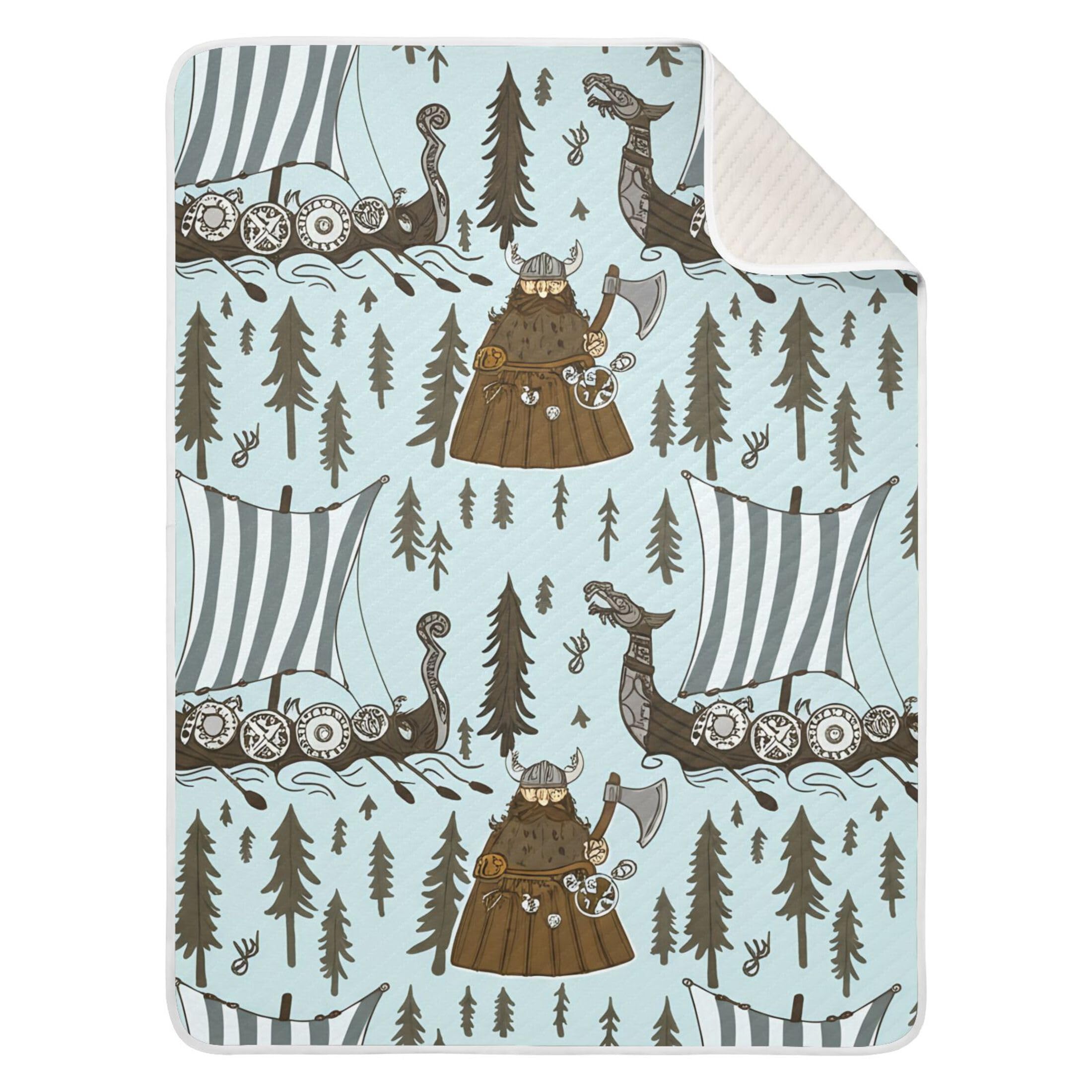 Burbuja Viking Boats Baby Blanket for Boys Girls, Nursery Soft Warm Swaddling Receiving Baby Blankets, 30x40 in Toddler Blanket