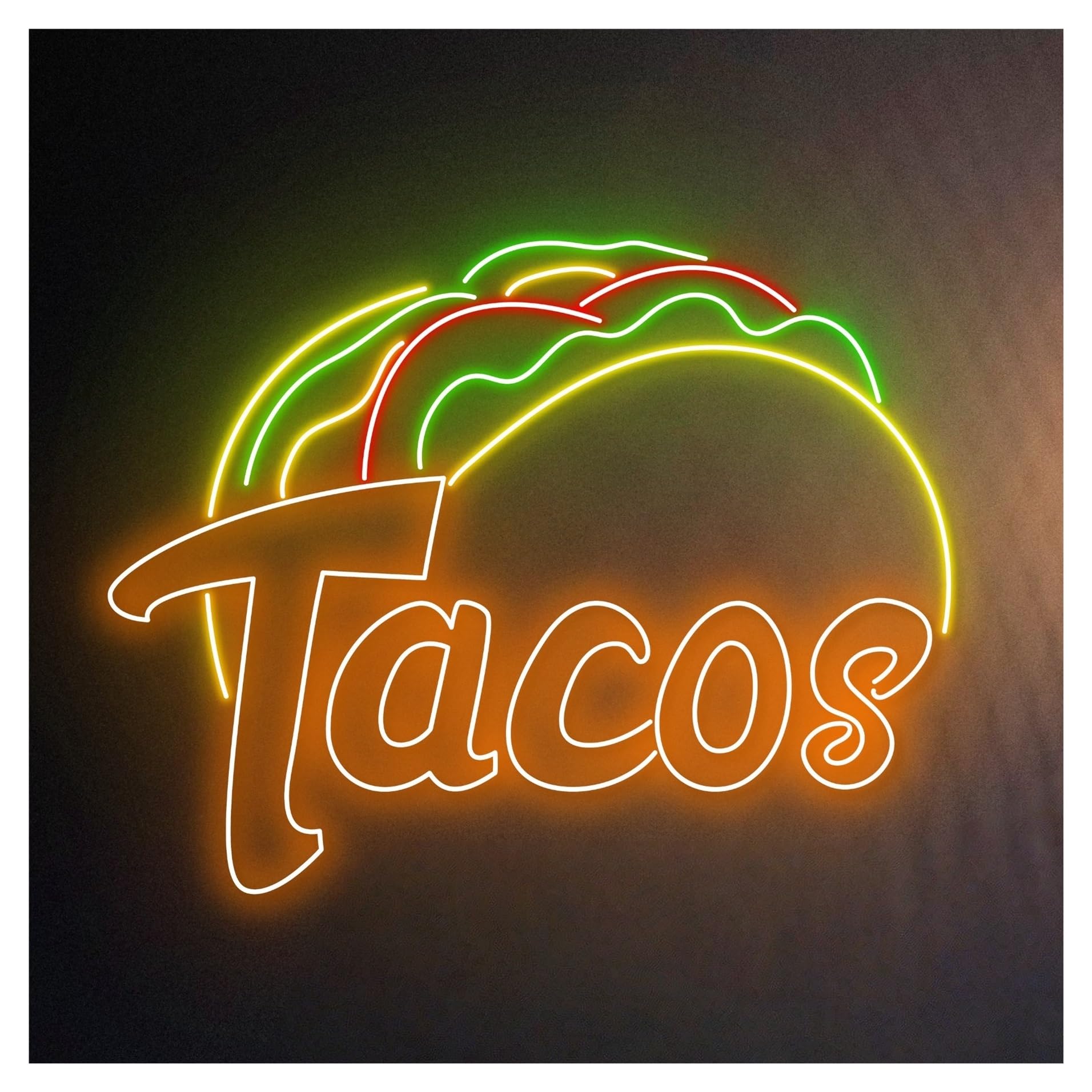 Hanging Art Neon Signs Tacos Neon Sign LED Light Dimmable For Mexican Food Restaurant Taco Party Kitchen Coffee Business Wall Decor 50cm