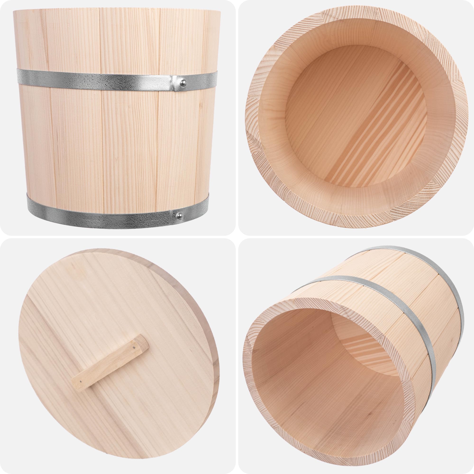 KADAX Holzfass 10L, Sauerkrauttopf aus Holz, Gärtopf zur Fermentation von Gemüse wie Sauerkraut, Gurken oder Kimchi, Sauerkrautfass, Gurkentopf, Gurkenfass