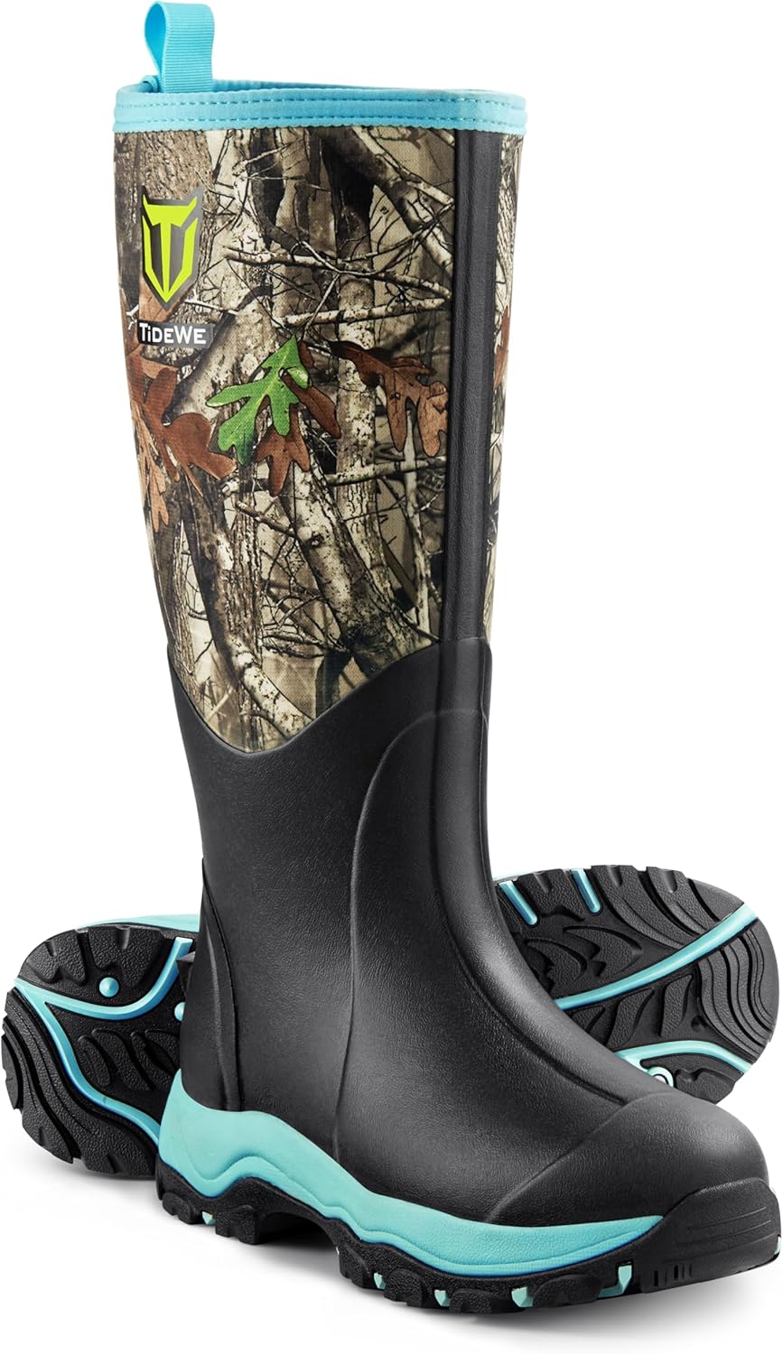 TIDEWE Hunting Boot for Women, Insulated Waterproof Sturdy Women's Hunting Boot, 6mm Neoprene and Rubber Outdoor Boot Next Camo G2 9 Next Camo G2 Mint Green w9