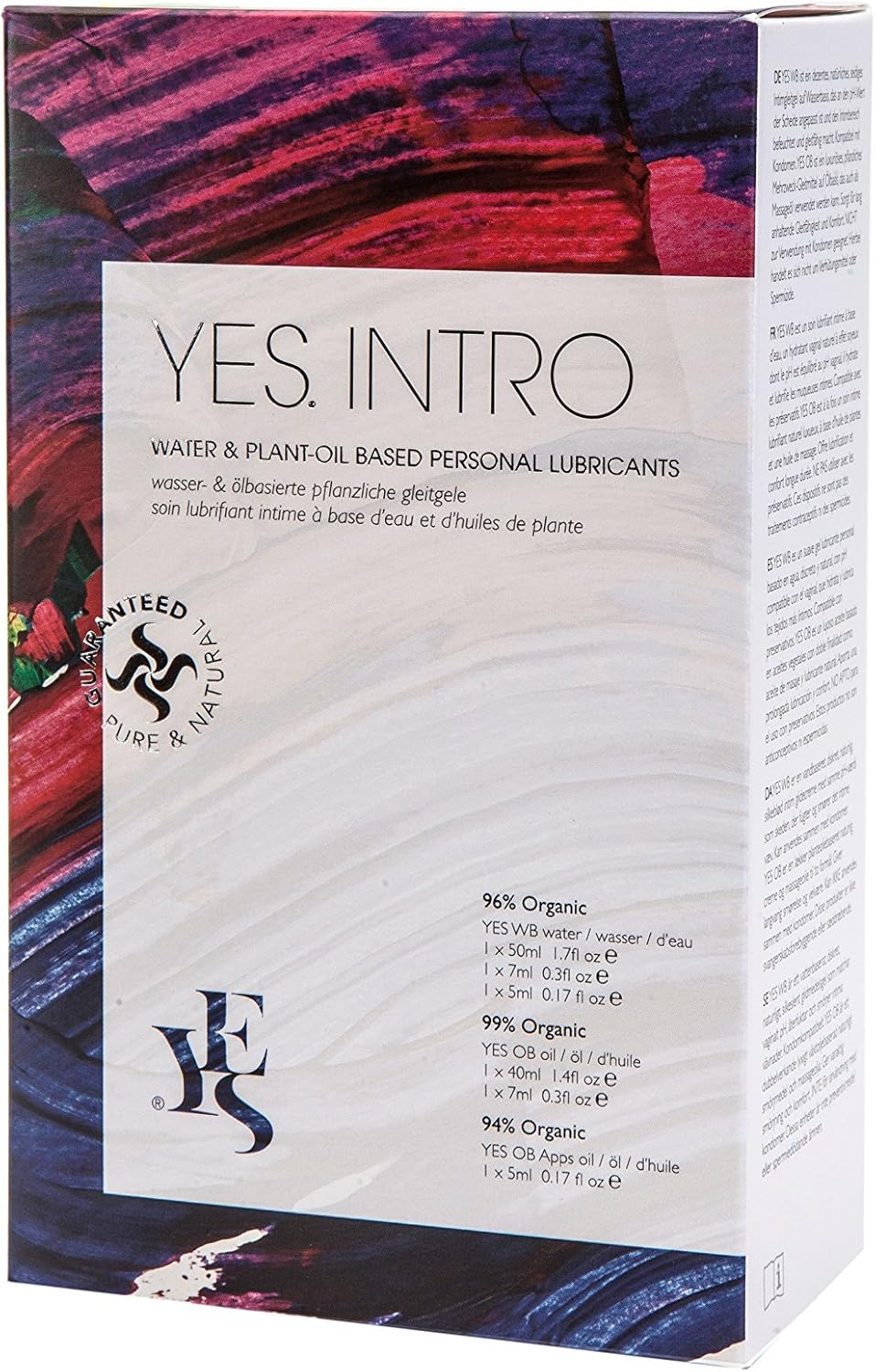 YES INTRO organic water and plantoil based personal lubricants