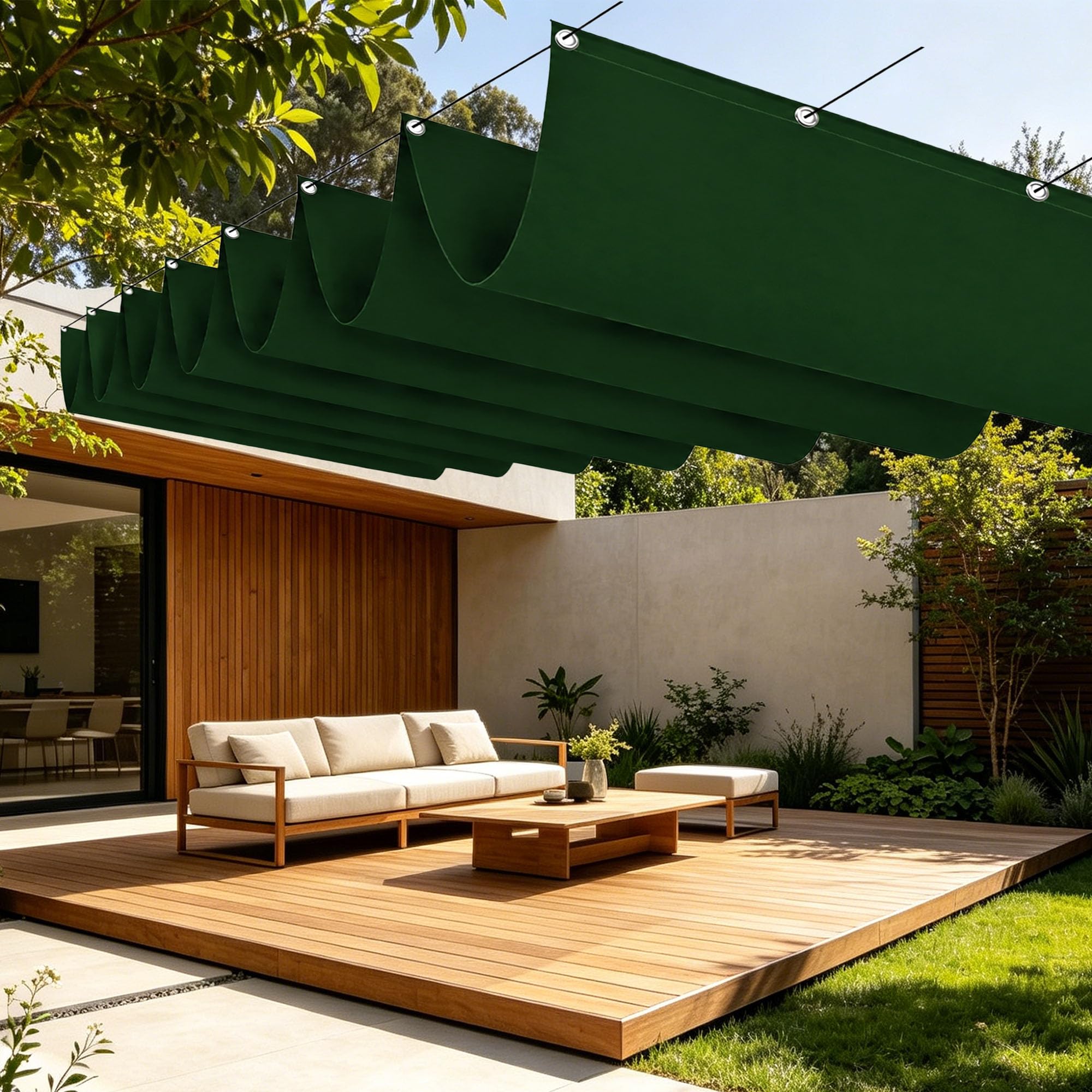 Voile d'ombrage imperméable 550x250 cm rideau extérieur anti-UV