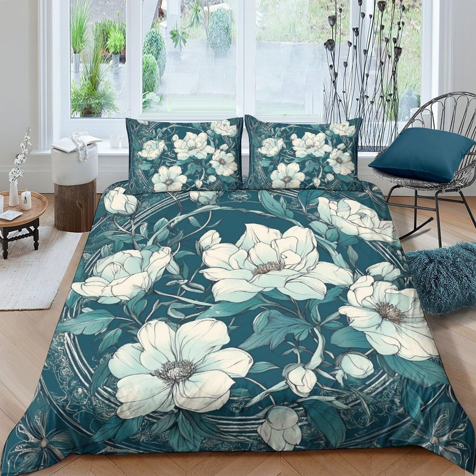 Ctjqhvkz Style-2 3D Printed Botanical Magnolia Fitted Sheet Microfiber Soft Floral Mattress Cover For Bedroom Guest Room Decor Single（135X200cm）