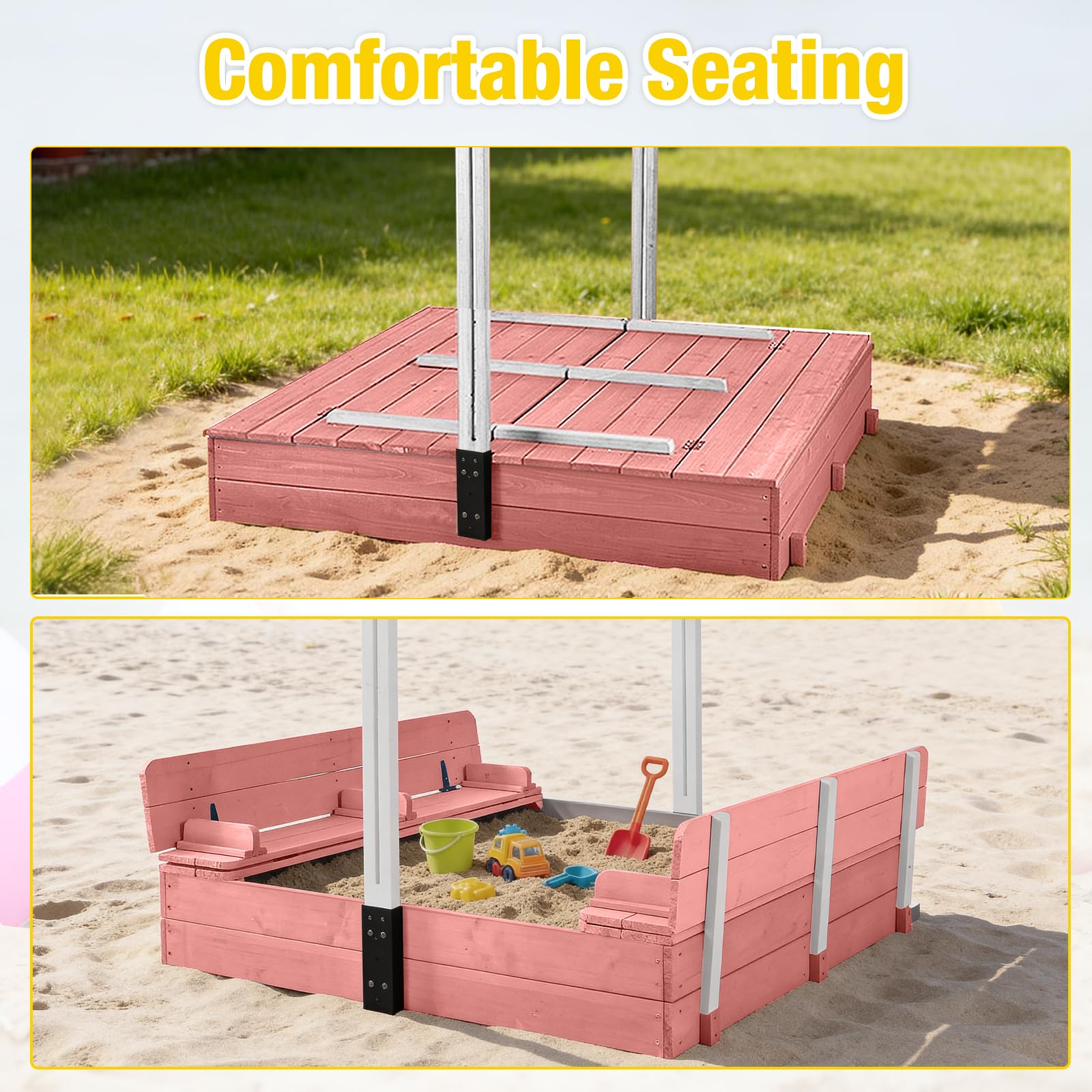 Amazon.com: Sandbox with Lid Outdoor Sandboxes with Cover Wooden
