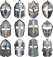 Vista 1 de Frienda 12 máscaras de caballero para niños, decoración de fiesta medieval, cascos de caballero de papel, máscara de Mardi Gras, accesorios