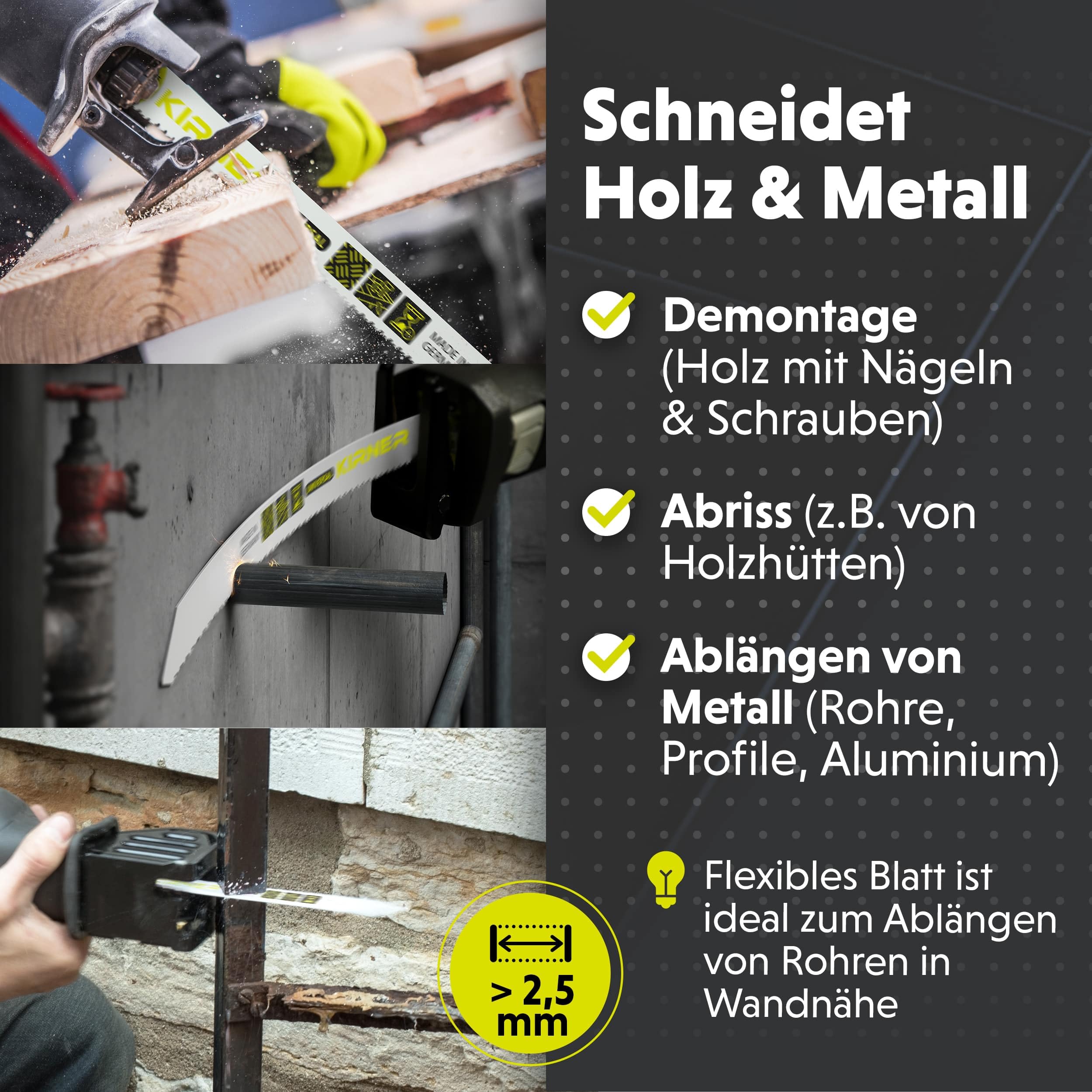 Brzeszczoty do piły szablastej do metalu i drewna 225 mm [łatwe cięcie w drewnie, metalu i stali nierdzewnej] zestaw 10 uniwersalnych brzeszczotów do piły szablastej do metalu, uniwersalne