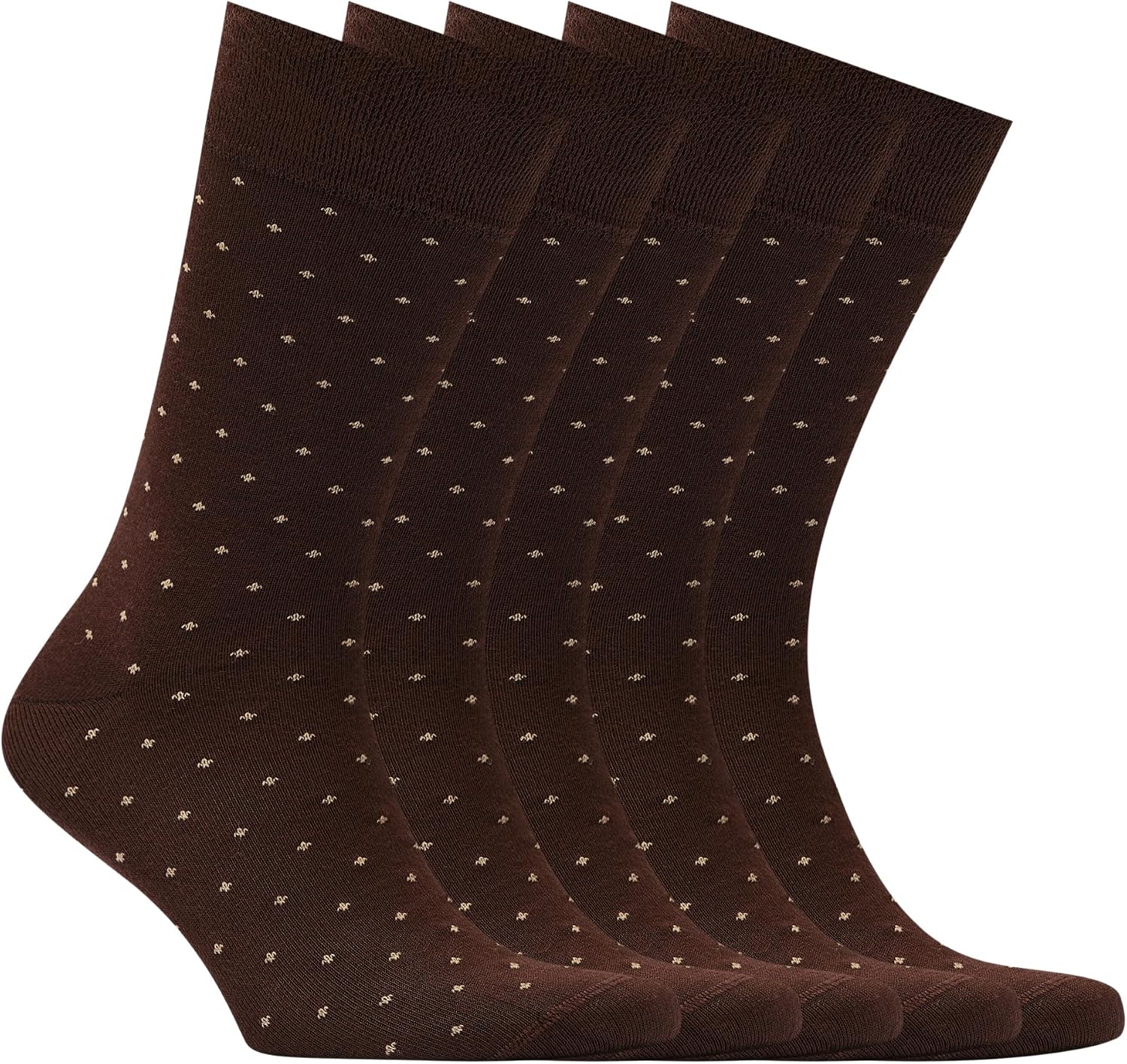 VRD Mens Dress Socks, Bamboo Rayon 5-Pack, Dotted Design Crew Length Mid-Calf Socks for Men Shoe Size 8-13