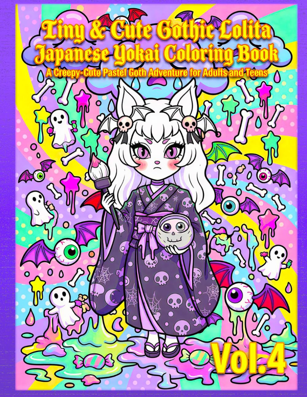 Tiny & Cute Gothic Lolita Japanese Yokai Coloring Book　Vol.4: A Creepy-Cute Pastel Goth Adventure for Adults and Teens