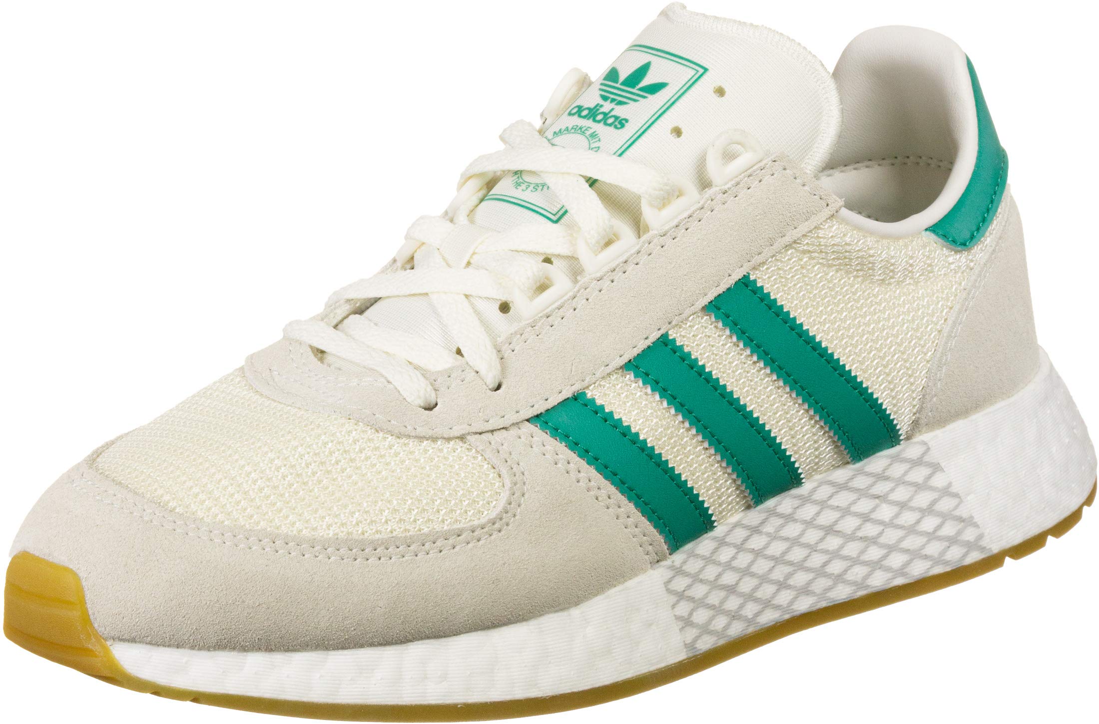 Marathon Tech Off White Green Mesh Adult Trainers Shoes