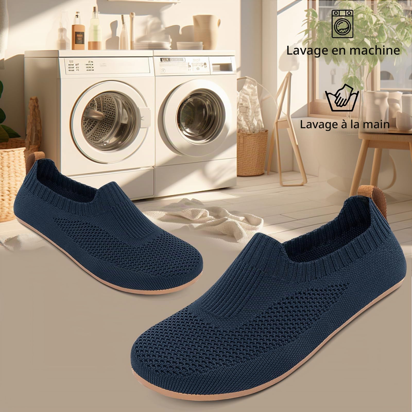 KOWAYI Chaussons Homme Antidérapantes Pantoufles Atmungsaktiv Confort d'intérieur Slippers Semelle en Caoutchouc Unisex Maison Chaussures