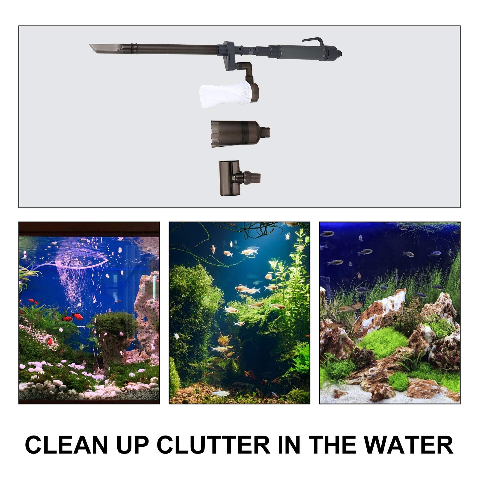 VILLCASE Aspirateur Électrique pour Aquarium Kit De Changement Eau sans Fil Outil De Nettoyage pour Aquarium De Différentes