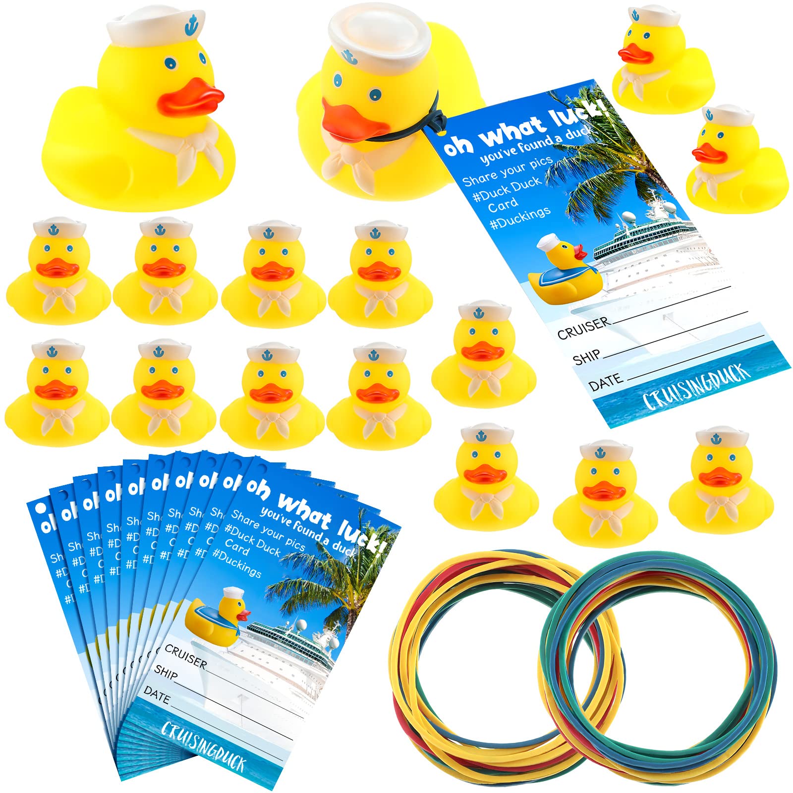 Amazon.com : Duck Tag Cruise Kits Includes Rubber Sailing Ducks for Cruise  Ships, Duck Tag Cruise Ducking Game Carnival Rubber Duck Duck Tag Card and  Rubber Bands for Hiding Carnival (60) :