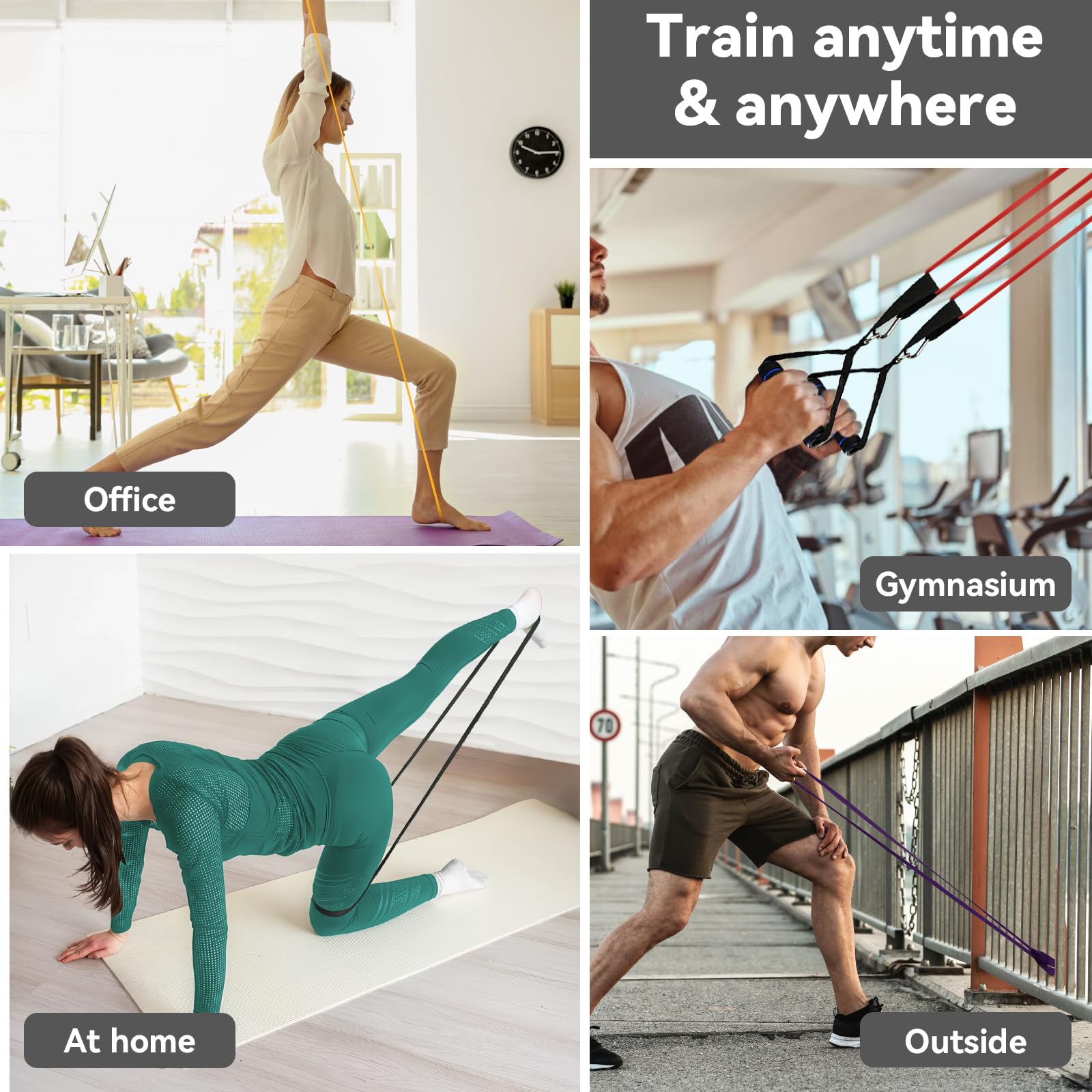 GlaRid Resistance Bands Set, 5 Levels Exercise Bands Resistance Men Women, Pull Up Assistance Bands with Door Anchor - Image 4
