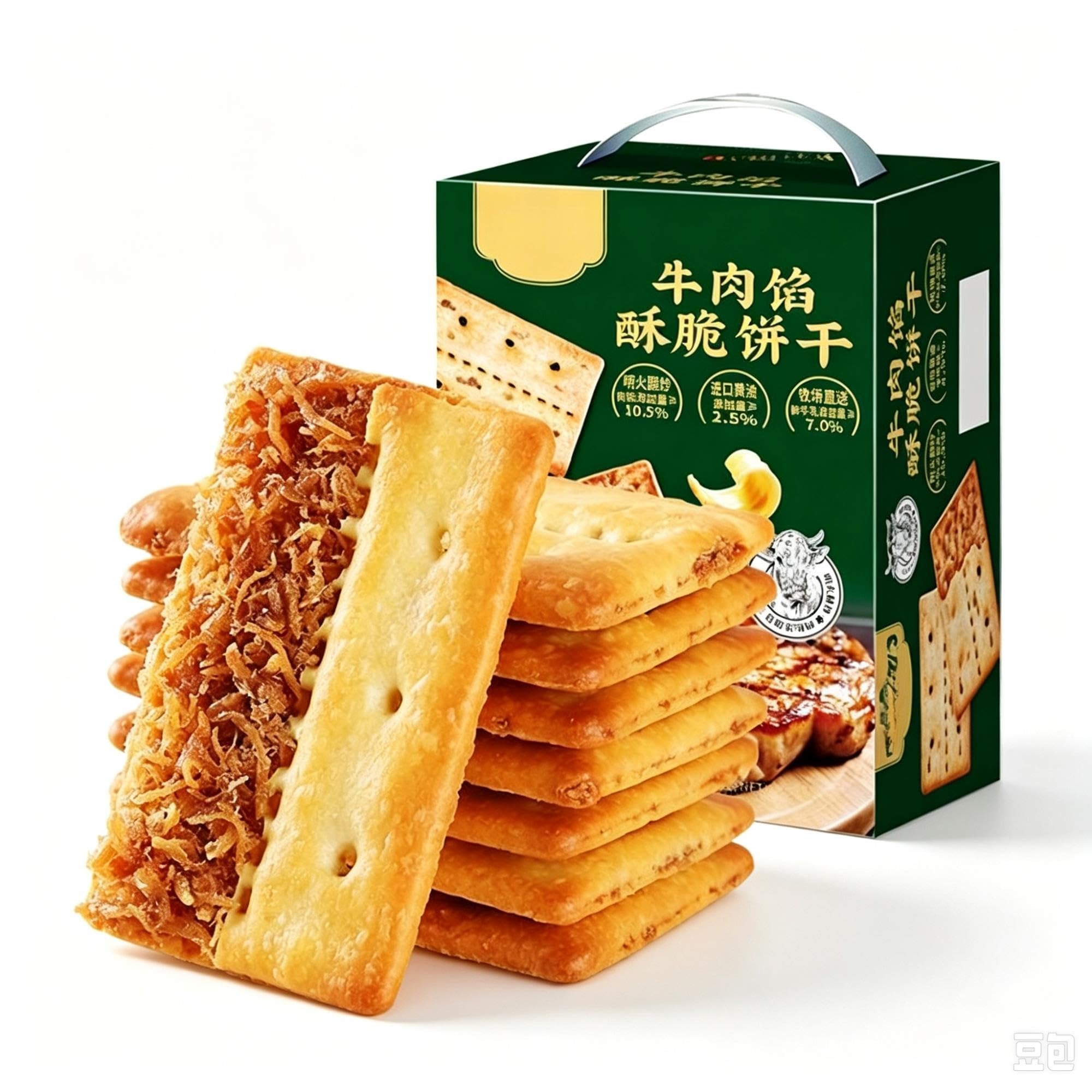 Galletas Sandwich Crujientes Sabor Carne Caja 418g