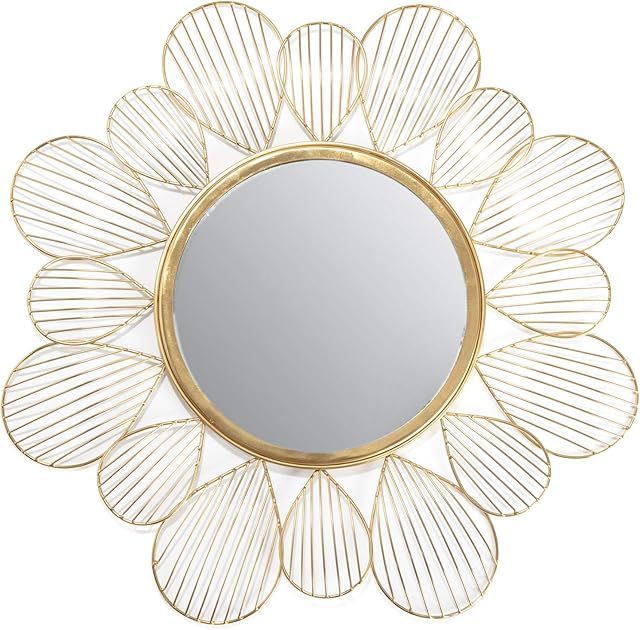 Decorline Adrina Gold Floral Petal Mirror, Metallic, 25inch x 25inch