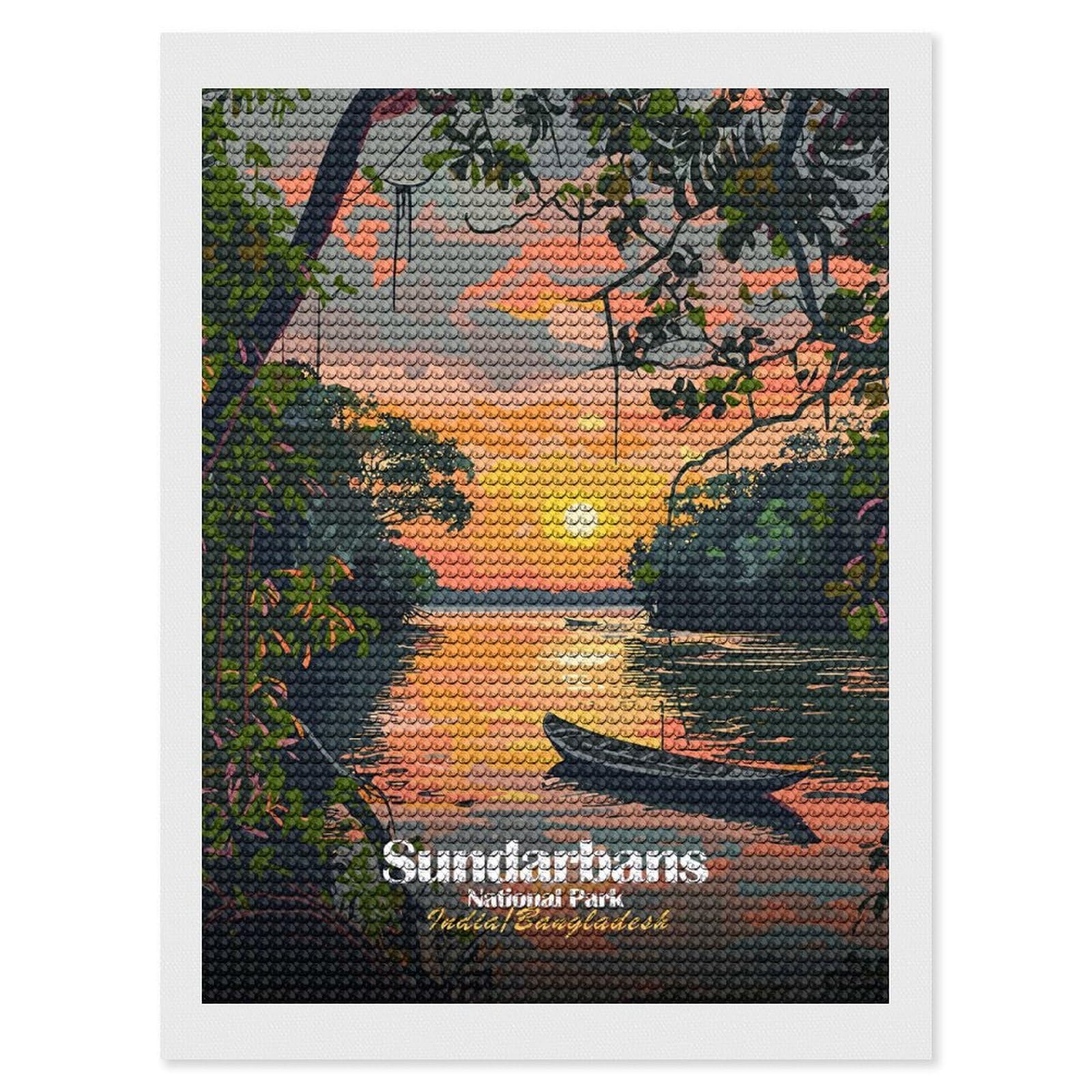 Junmoney Sundarbans National Park, IndiaBangladesh Full Drill Diamond Painting Kit 12"x16", for Teens, Calming Craft to Unwind, Home Wall Decor, Christmas Gift