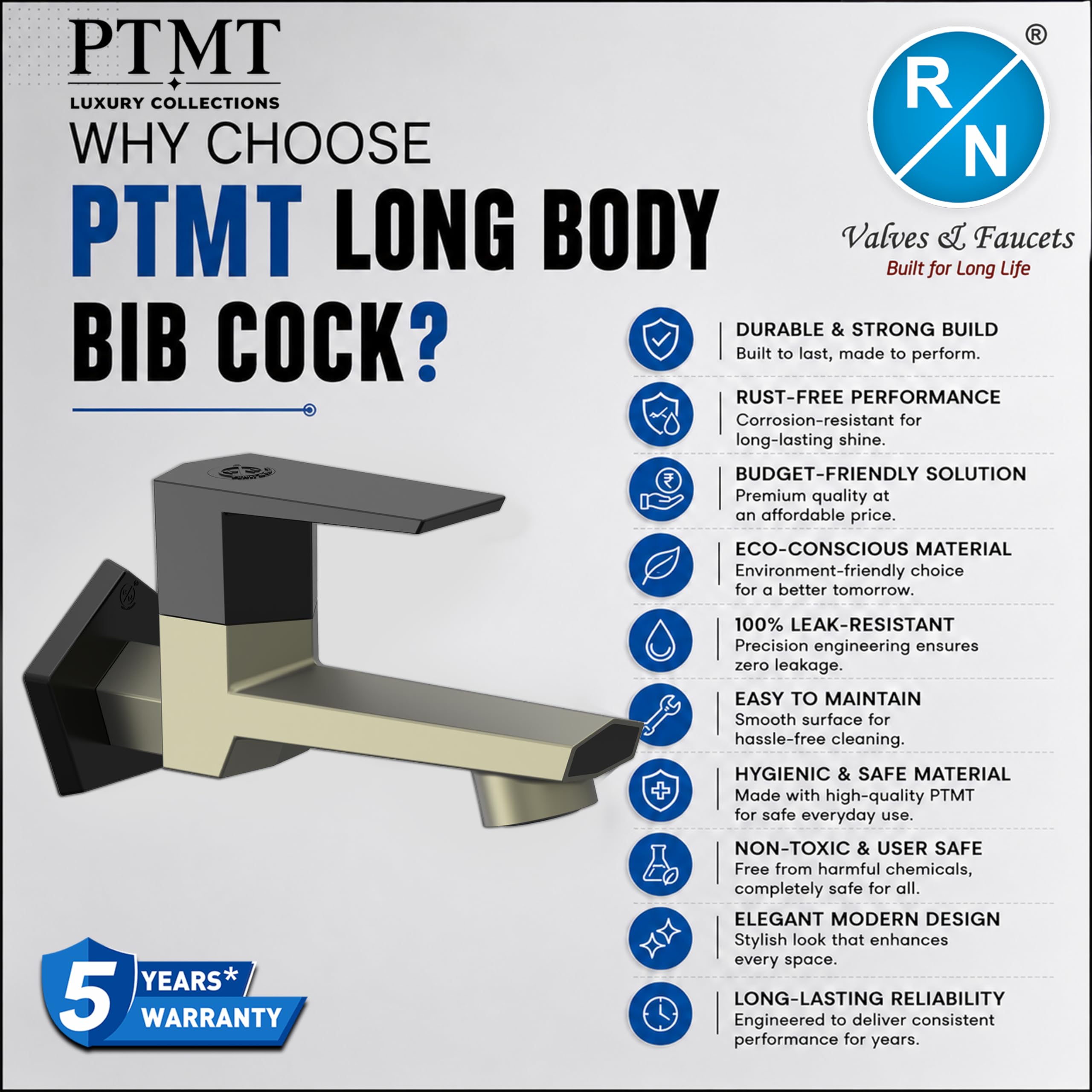 RN PTMT Bib Cock - Graphite Black Bathroom Faucet -3